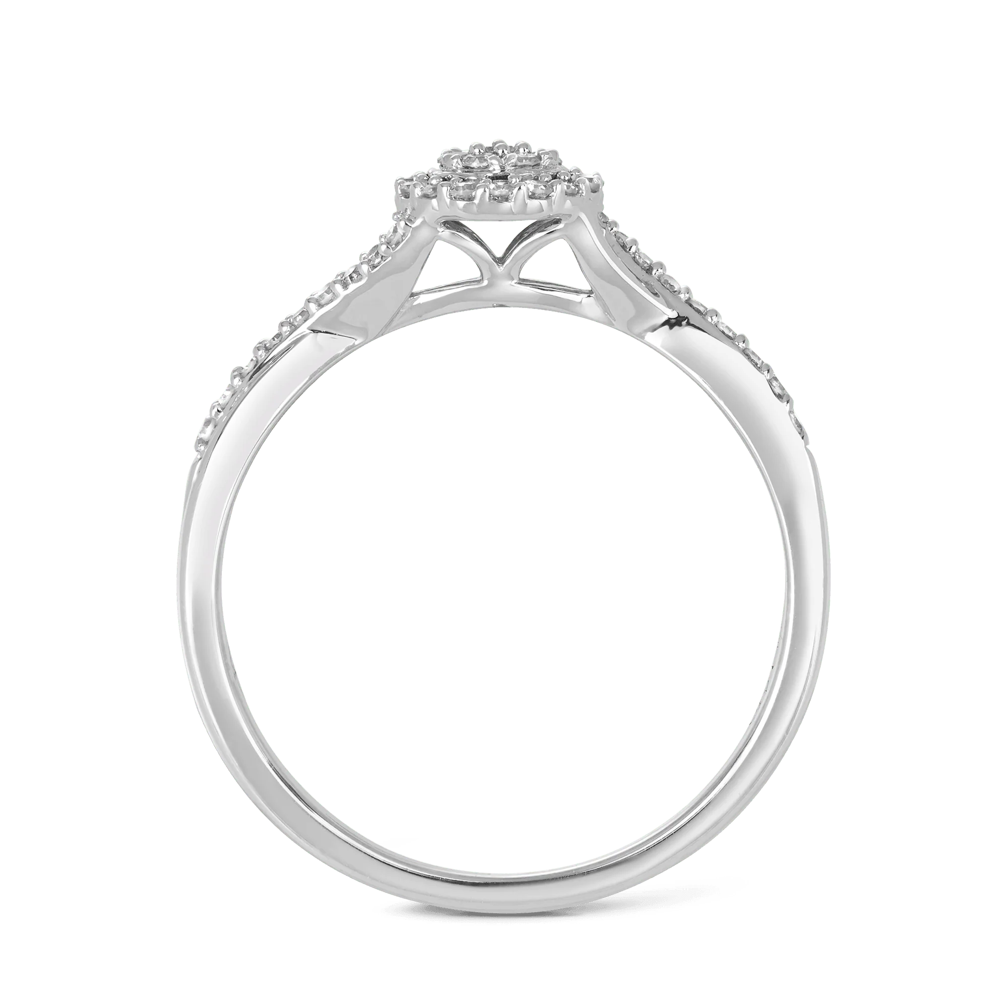 I Will® Round Brilliant Cut Diamond Cluster Round Halo Promise Ring in 9ct White Gold - Image 4