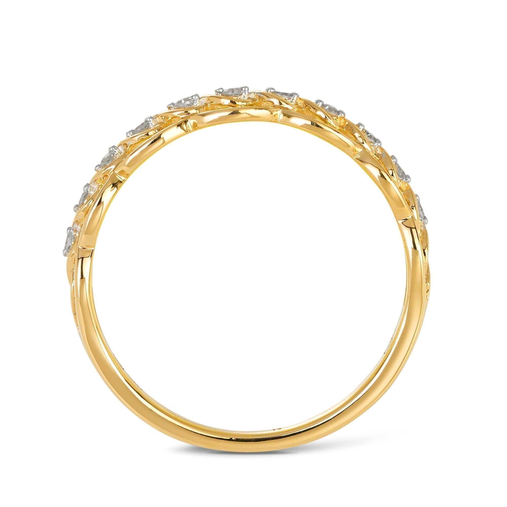 I Will® Round Brilliant Cut Diamond Twist Promise Ring in 9ct Yellow Gold - Image 6