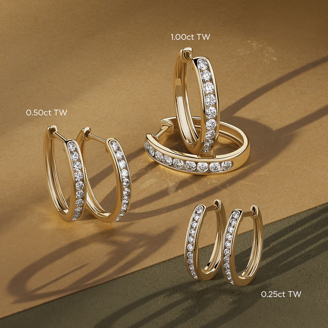 1.00ct TW Channel Set Diamond Oval Huggie in 9ct Yellow Gold - Image 2
