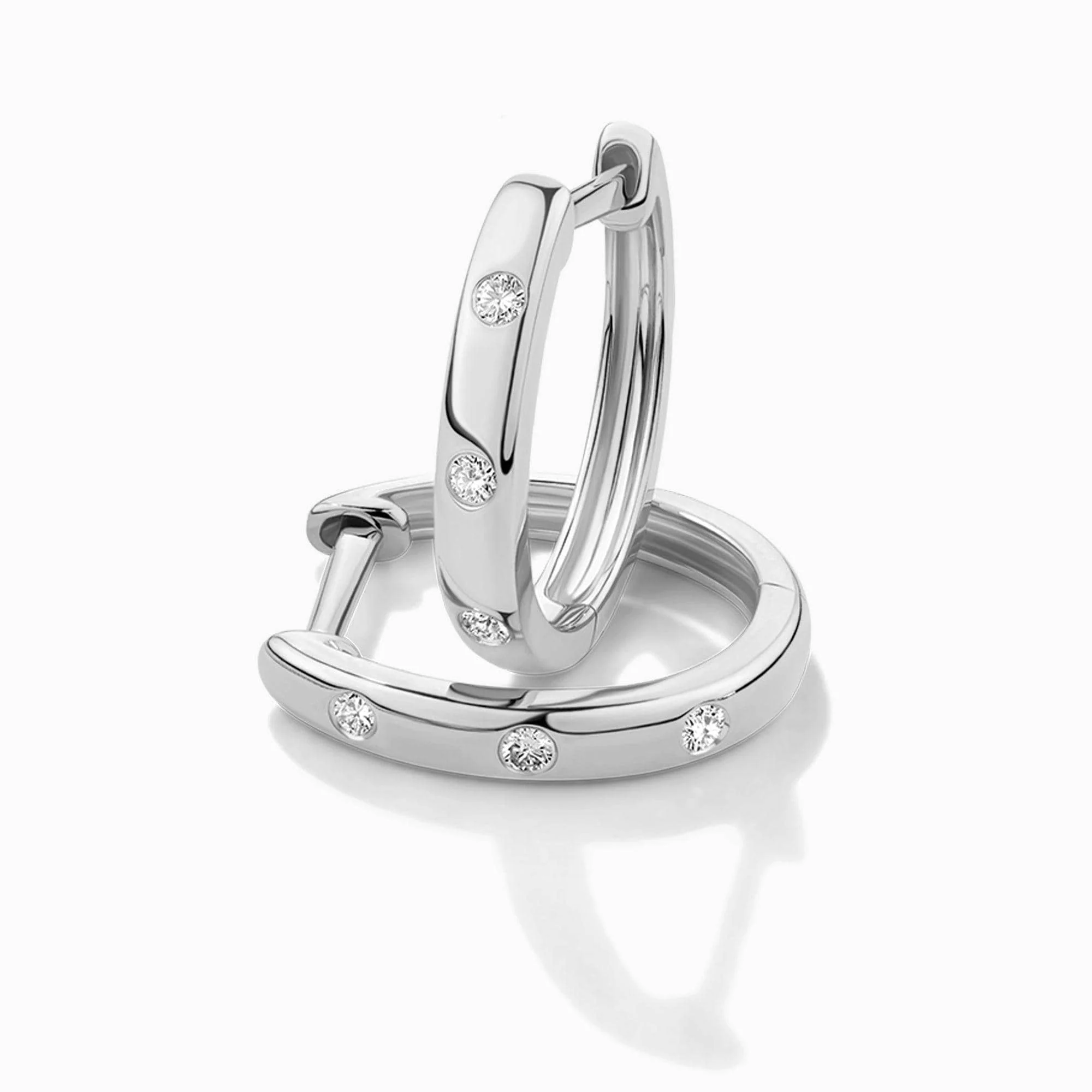 Diamond Huggie Hoop Earrings in 9ct White Gold - Image 2