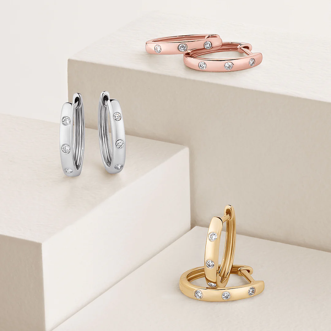 Diamond Huggie Hoop Earrings in 9ct White Gold - Image 3