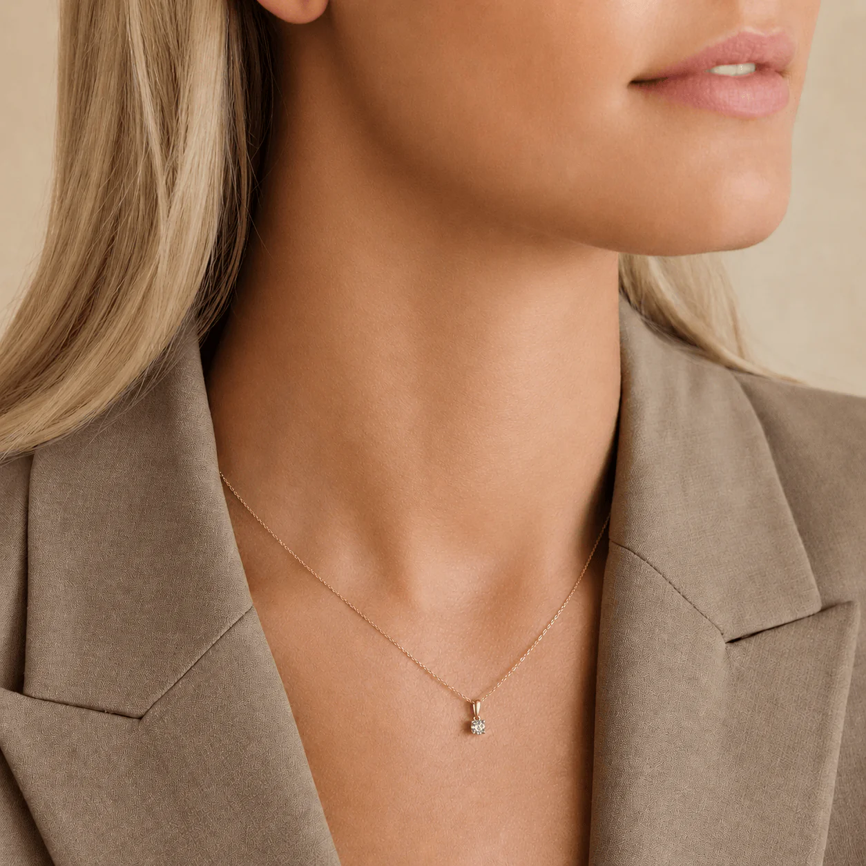 Rendition 0.30ct Diamond Solitaire Pendant in 9ct Yellow & White Gold - Image 2