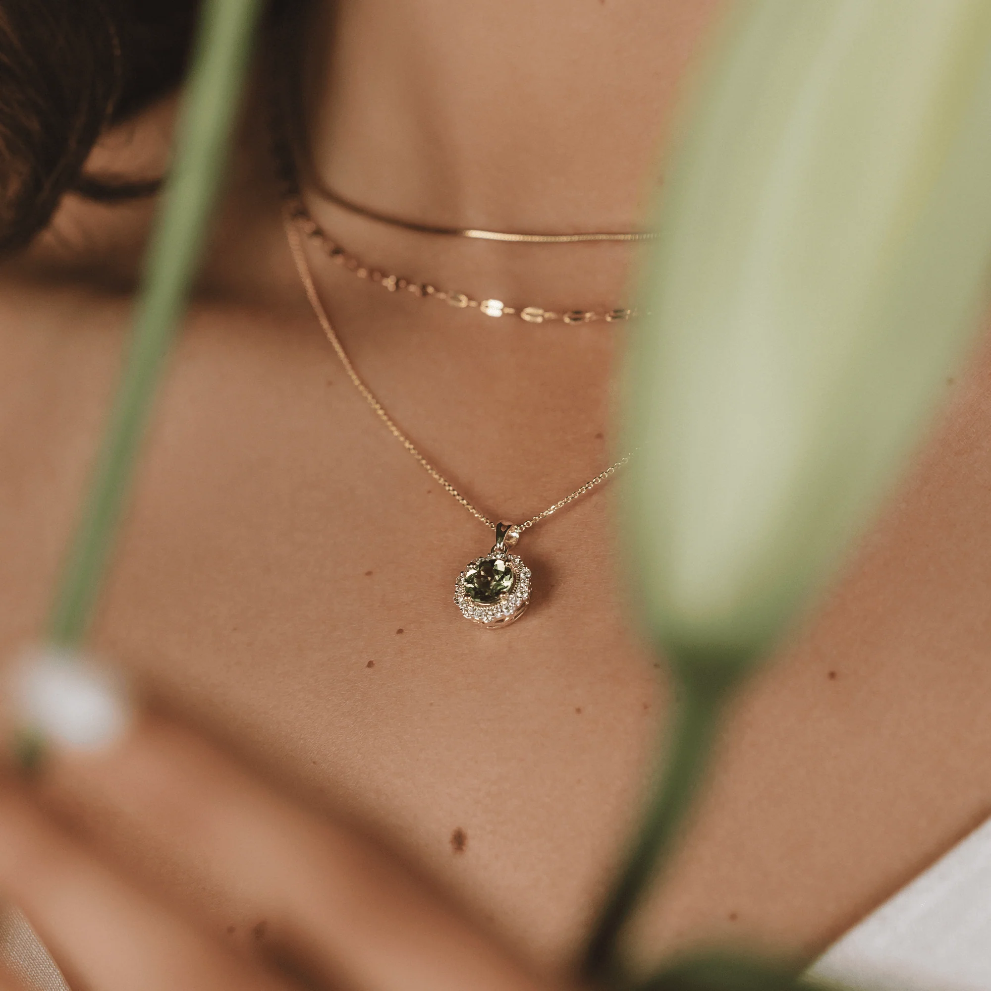 Bluebird™ Peridot & Diamond Pendant with Chain in 9ct Gold Chain - Image 2