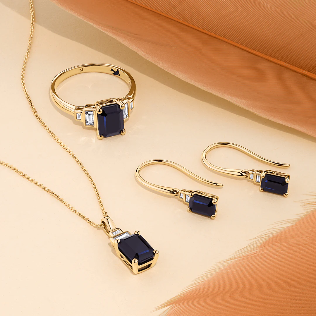 Bluebird™ Sapphire & 2.30ct TW Diamond Pendant with Chain in 9ct Yellow Gold - Image 3