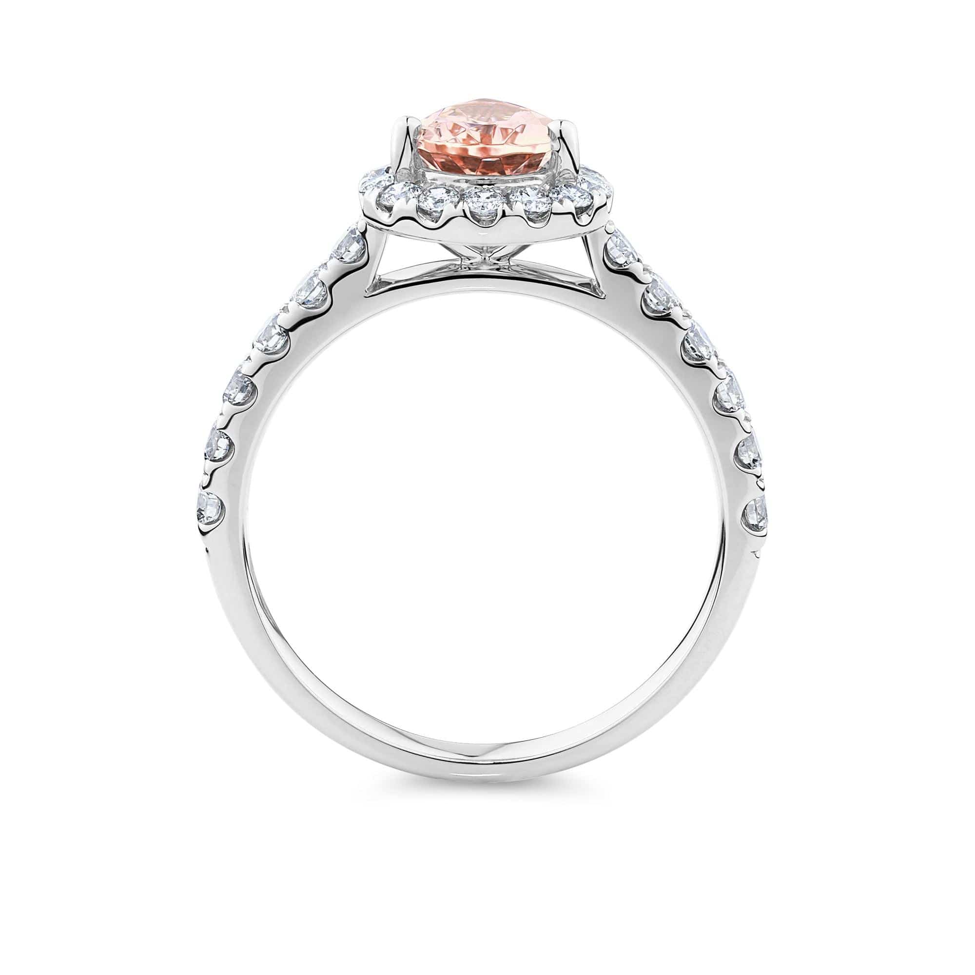 Bluebird™ Morganite & Diamond Pear Halo Ring in 9ct White Gold - Image 3