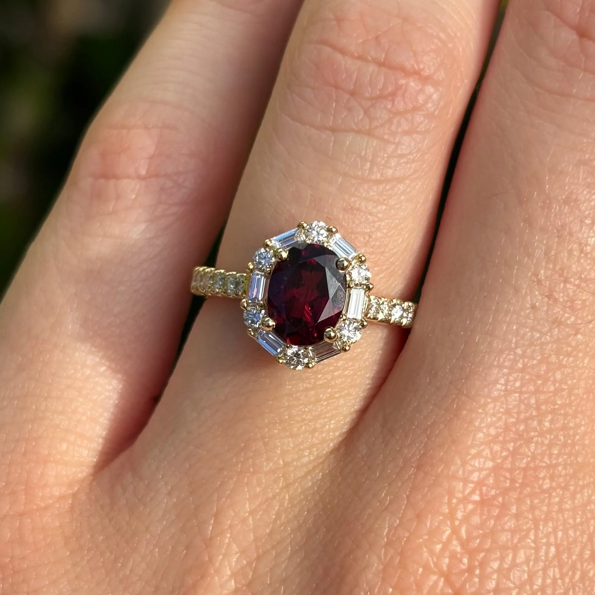 Bluebird™ Rhodolite Garnet & 0.50ct TW Diamond Ring in 9ct Yellow Gold - Image 2