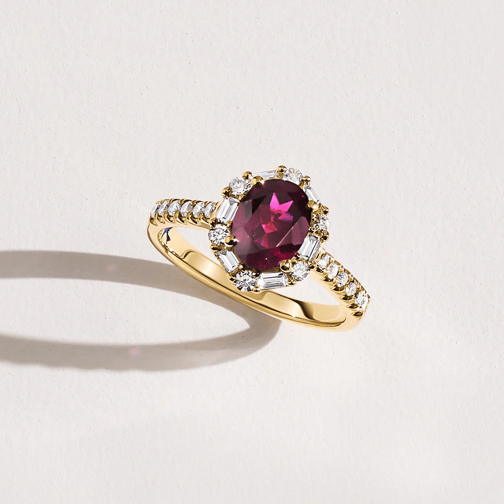 Bluebird™ Rhodolite Garnet & 0.50ct TW Diamond Ring in 9ct Yellow Gold - Image 4