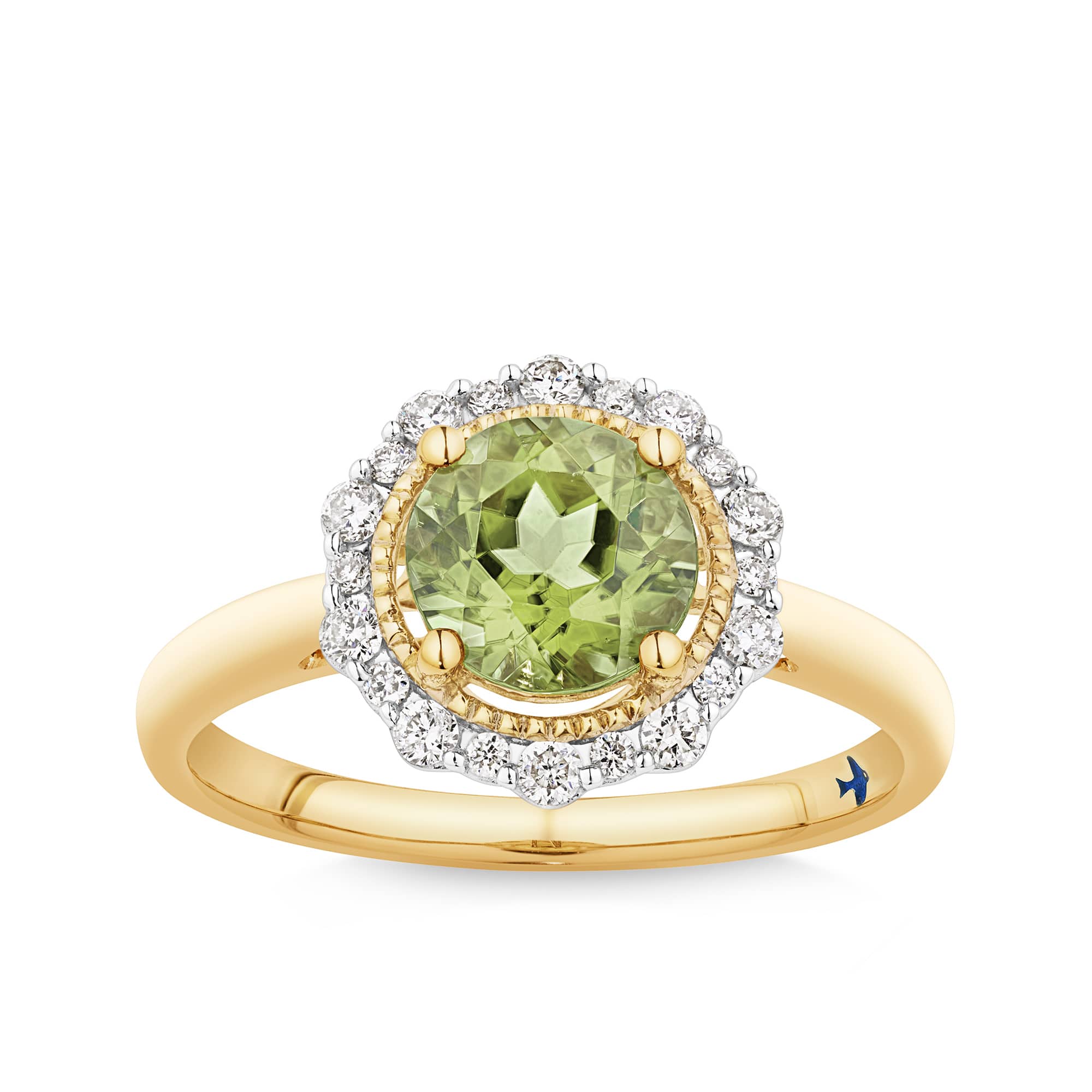 Bluebird™ Peridot & Diamond Halo Ring set in 9ct Yellow Gold - Image 5