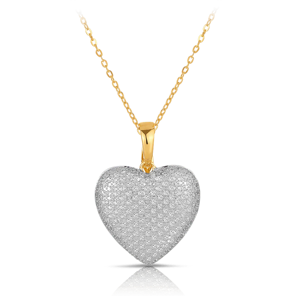 0.75ct TW Diamond Heart Pendant in 9ct Yellow and White Gold