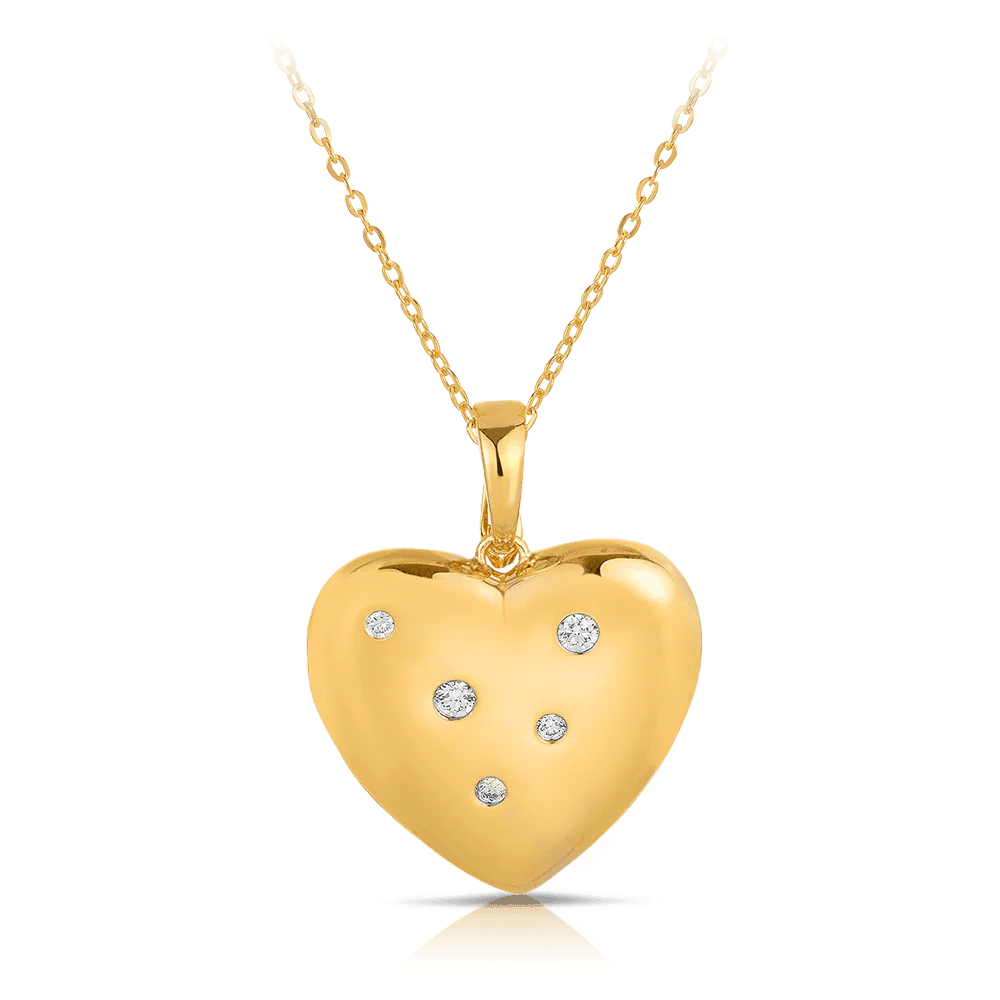 0.25ct TW Diamond Heart Pendant 9ct Yellow Gold
