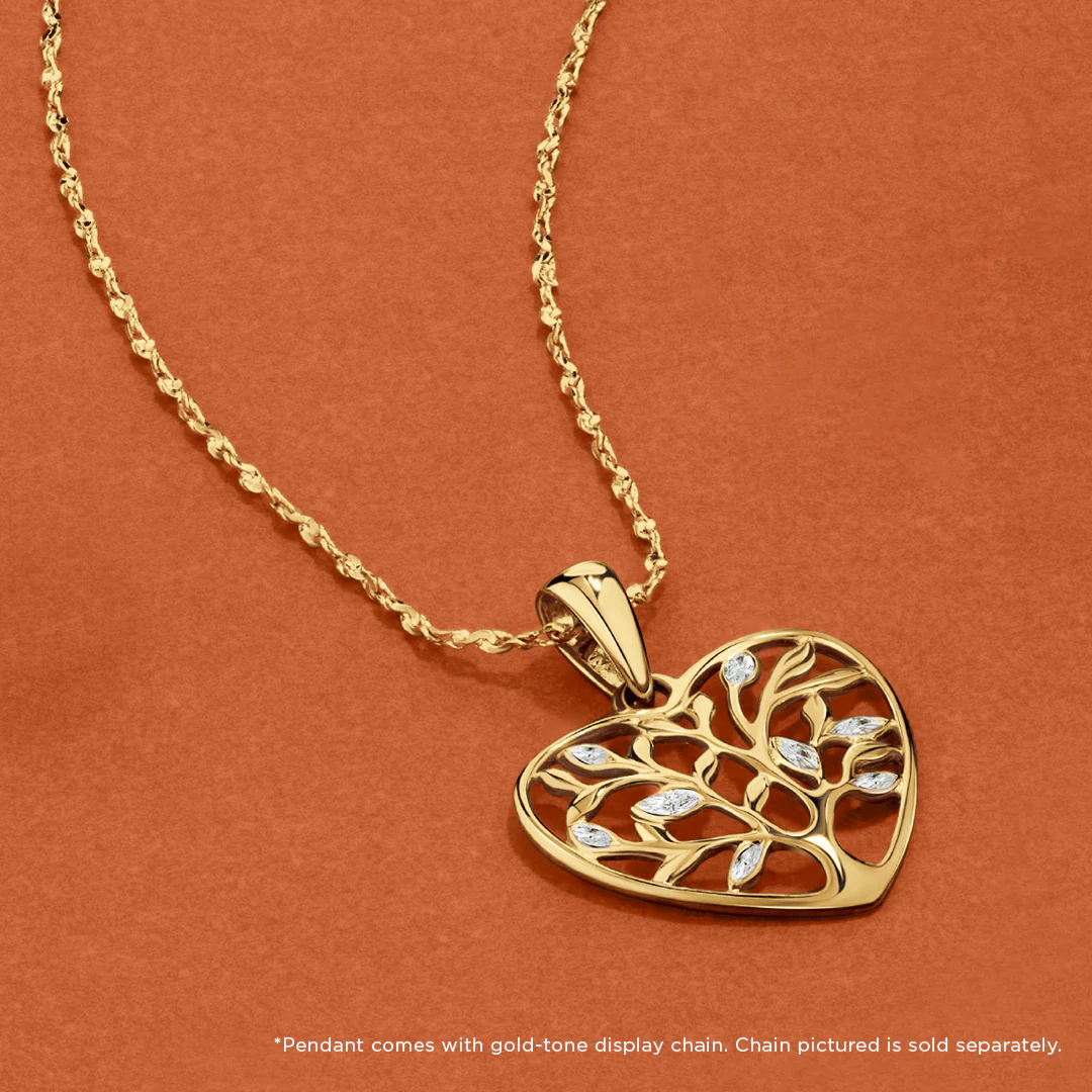 TW 0.0090 Diamond Tree of Life Pendant in 9ct Yellow Gold - Image 2