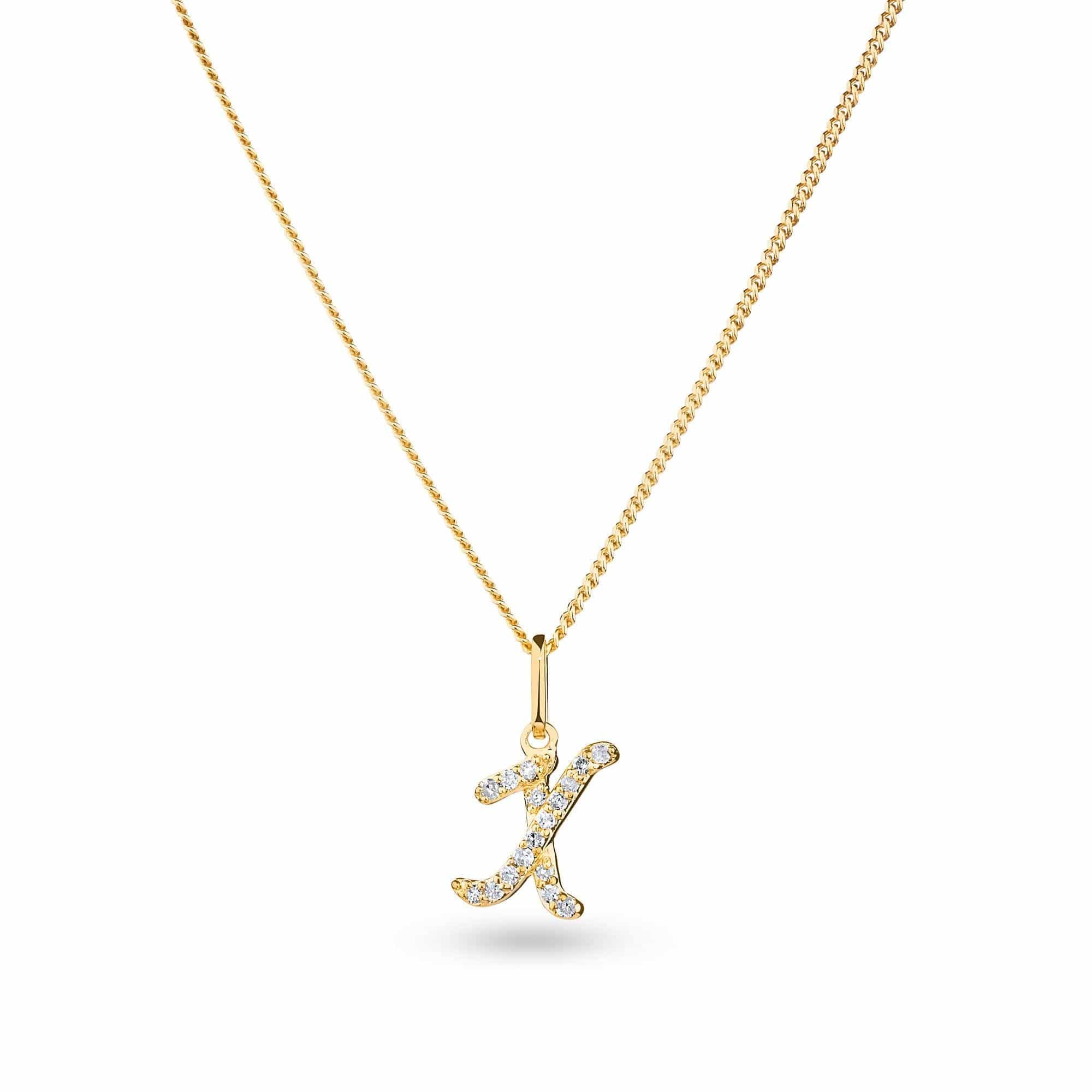 9ct Yellow Gold Initial Pendant Diamond Necklace TGW 0.071 - Image 6