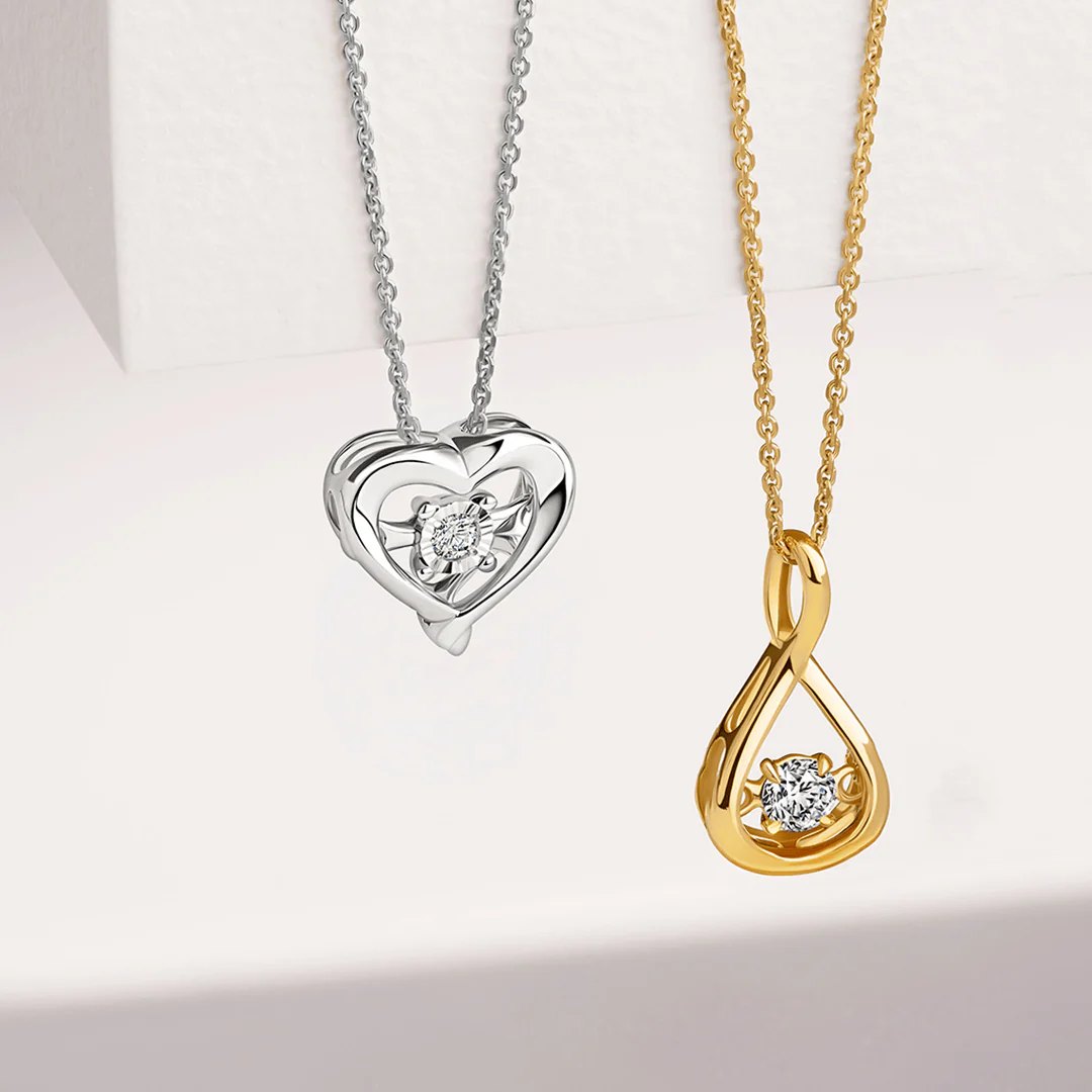 Sterling Silver Dancing Diamond Necklace TGW 0.02 - Image 2