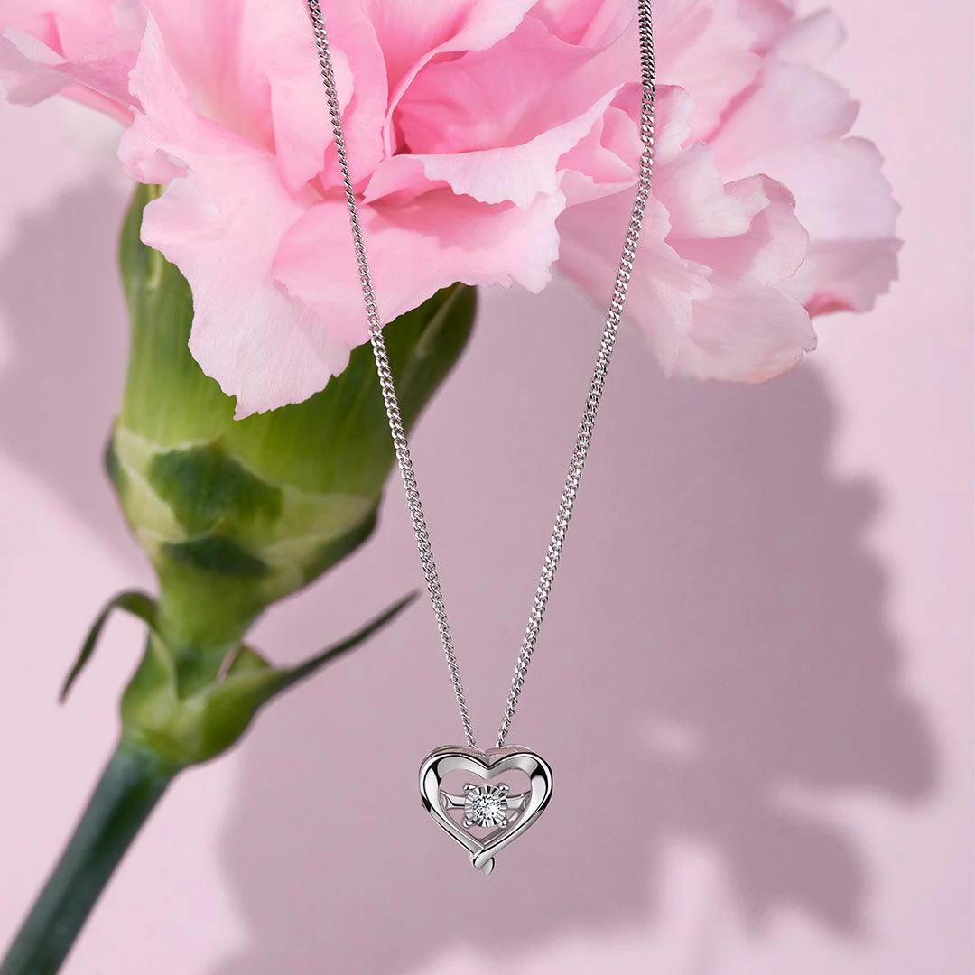 Sterling Silver Dancing Diamond Necklace TGW 0.02 - Image 3