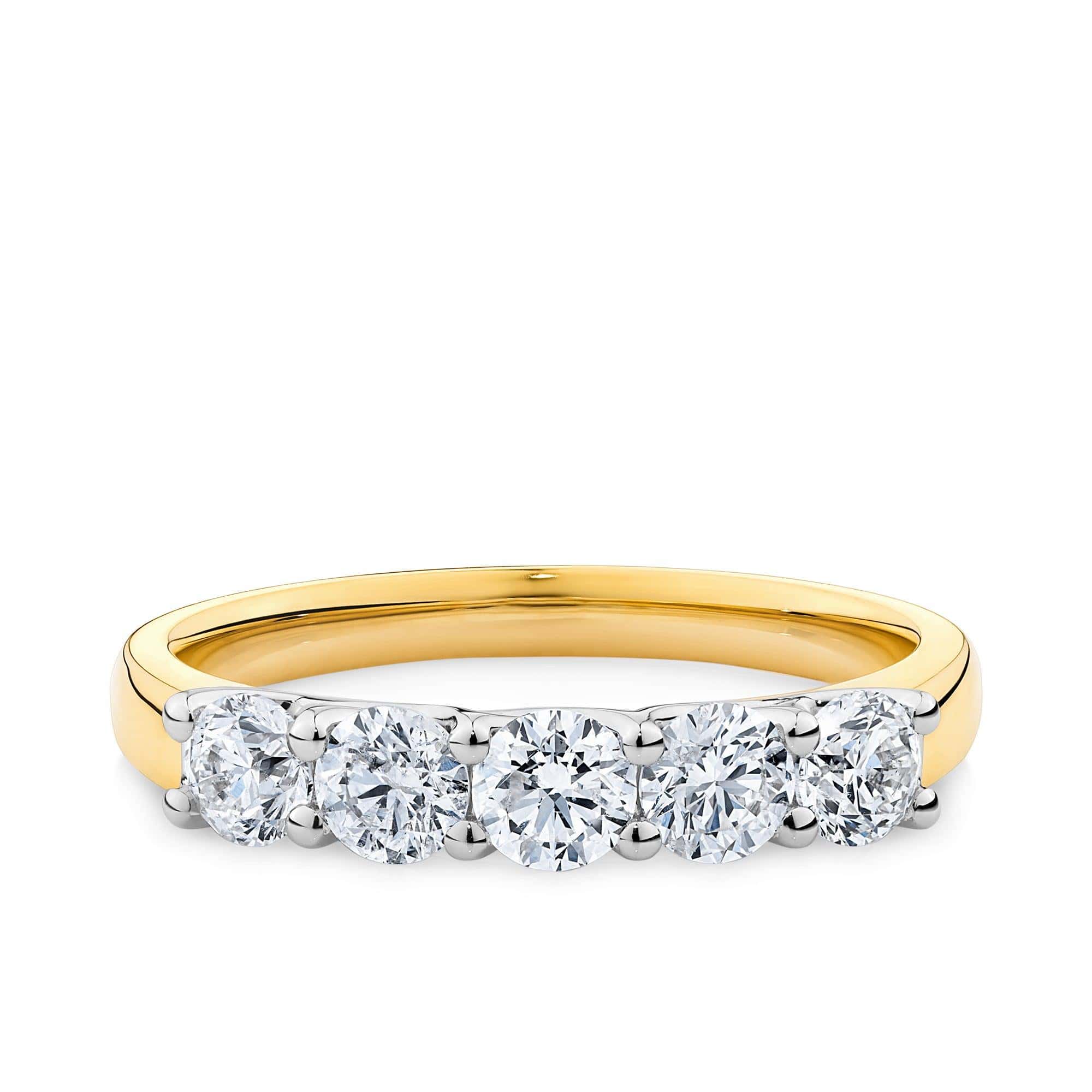 1ct TW Diamond Five Stone Engagement Ring in 18ct Yellow and White Gold - Image 3