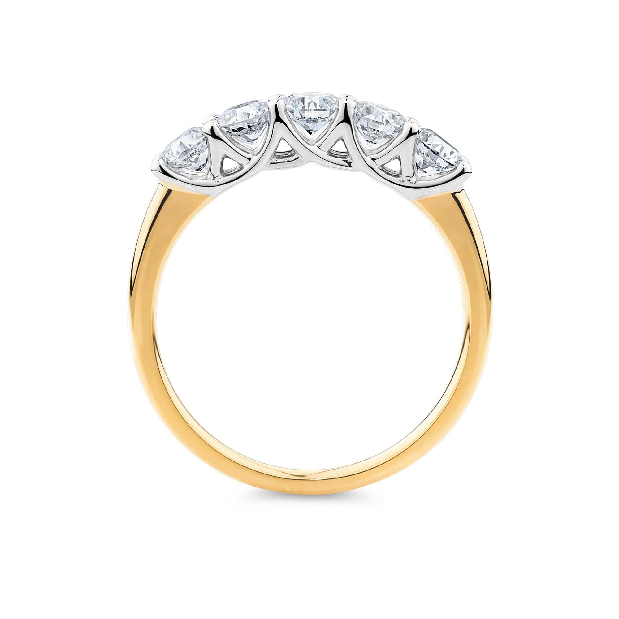 1ct TW Diamond Five Stone Engagement Ring in 18ct Yellow and White Gold - Image 4