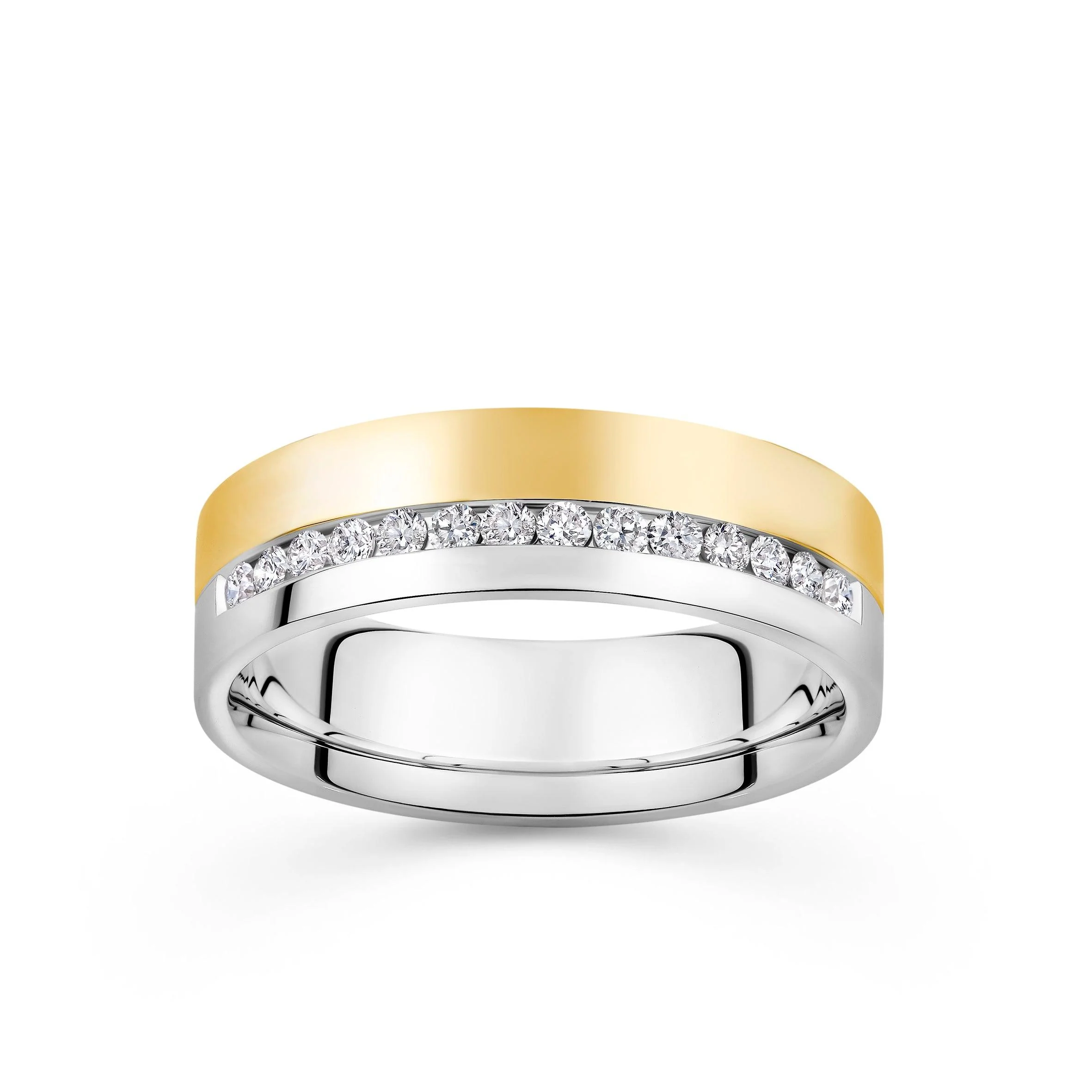 0.42ct TDW Men's Diamond Signet Band in 9ct Yellow and White Gold