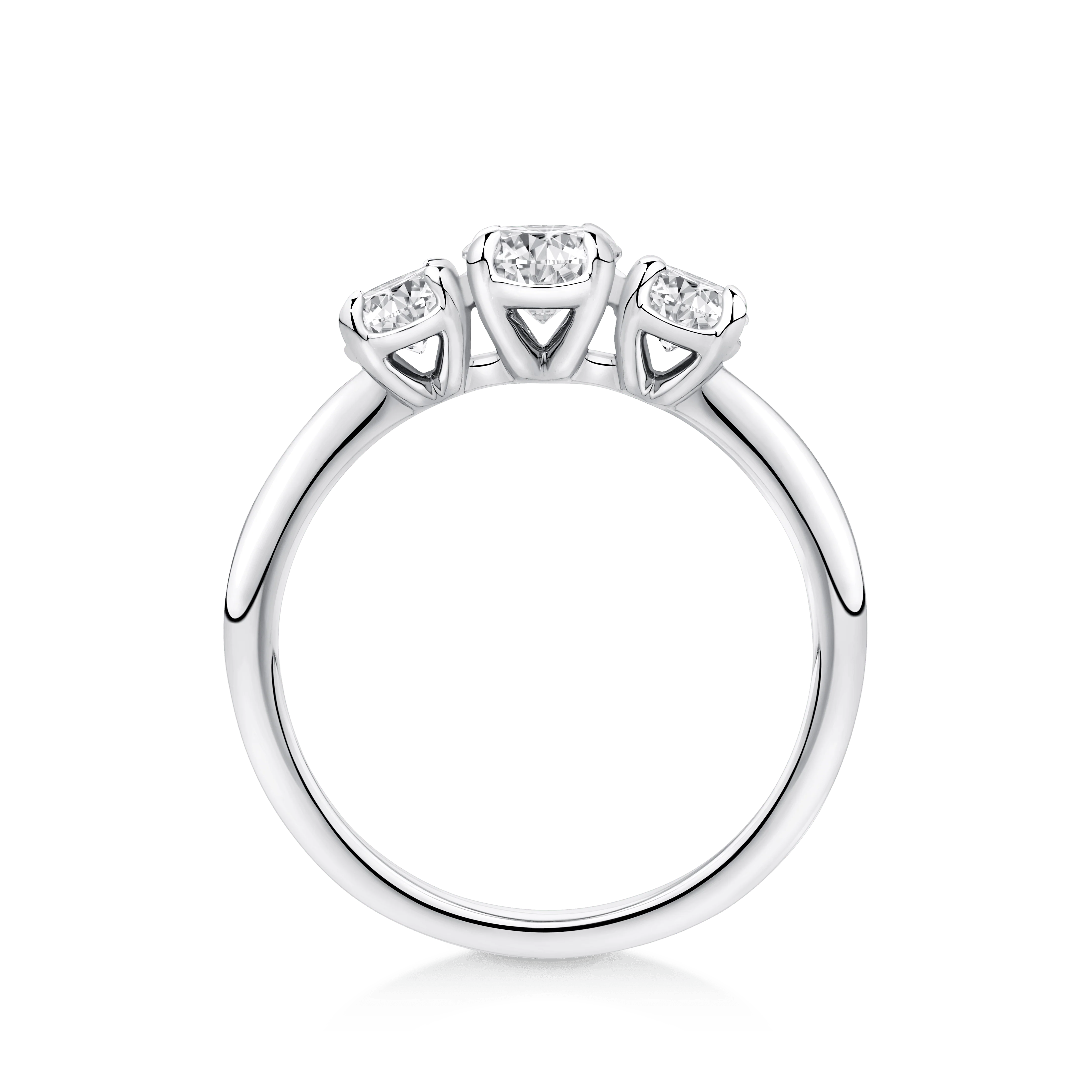 Amāre® 1.00 Carat TW Diamond Three Stone Engagement Ring in Platinum - Image 3