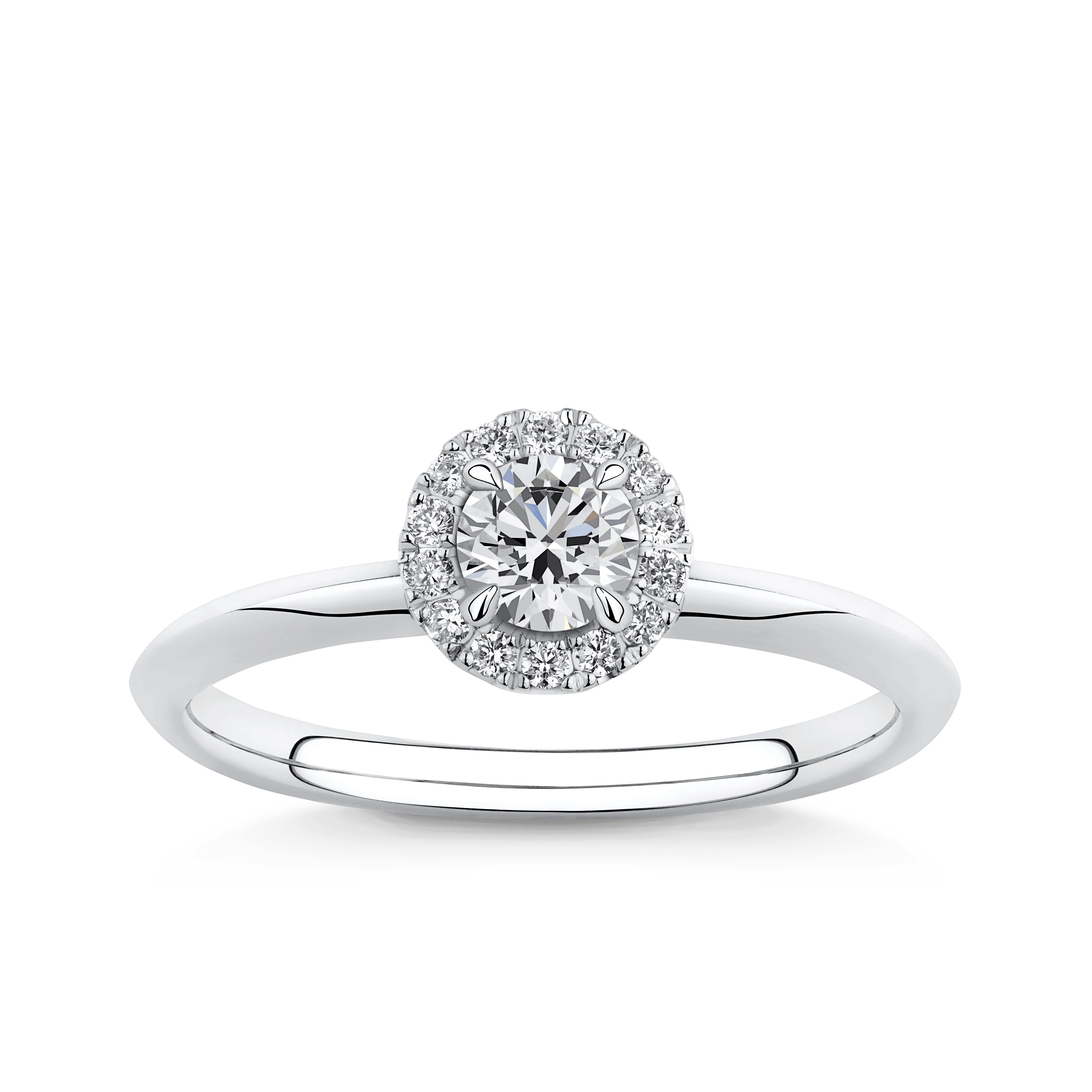 Amāre® 0.37ct TW Certified Round Brilliant Cut Centre Diamond Halo Engagement Ring in Platinum - Image 3