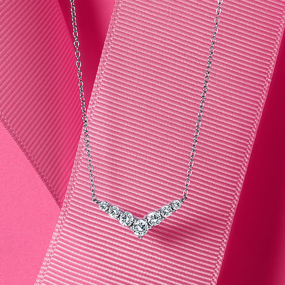 Cubic Zirconia Arrow Necklace in Sterling Silver - Image 3