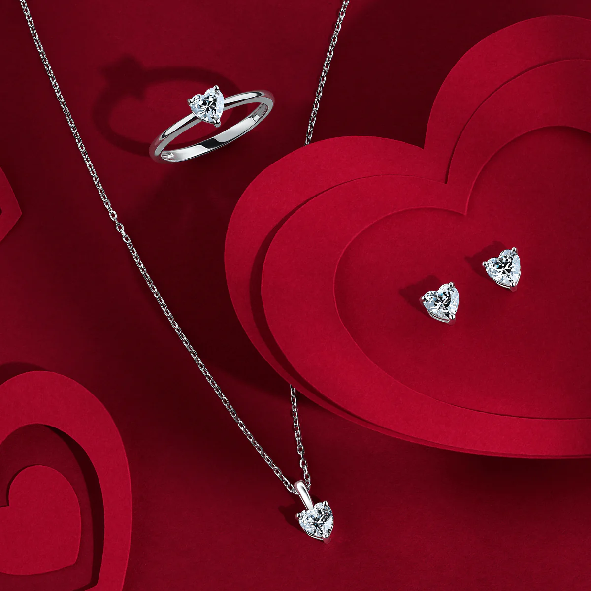 Heart Cubic Zirconia Pendant in Sterling Silver - Image 2