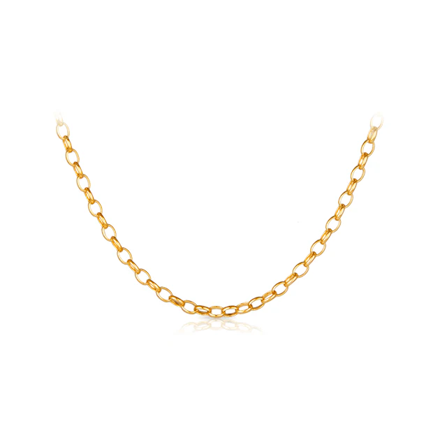 40cm Oval Belcher Chain Necklace in 9ct Yellow Gold