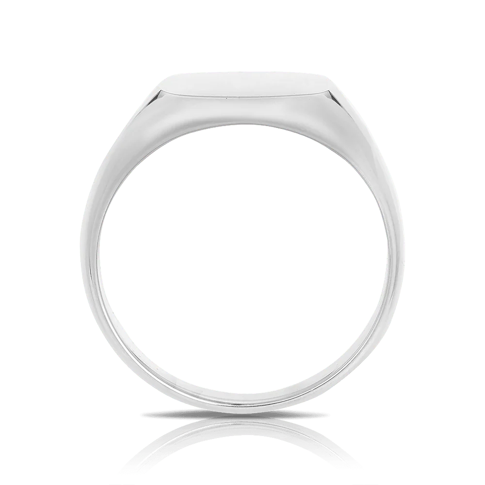 Solid Cushion Shape Signet Ring in Sterling Silver - Image 4