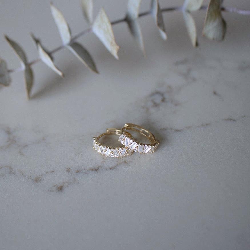 Cubic Zirconia Cluster Huggies Earrings in 9ct Yellow Gold - Image 3