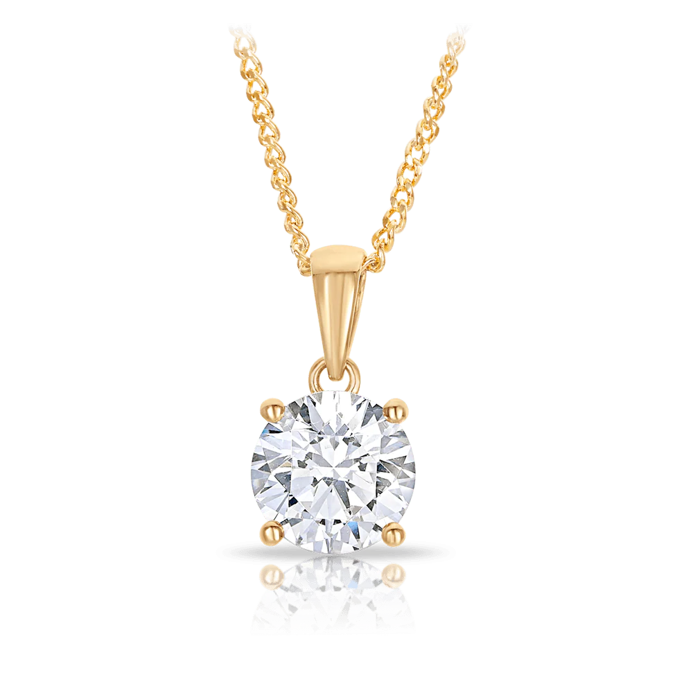 Cubic Zirconia Pendant Necklace in 9ct Yellow Gold