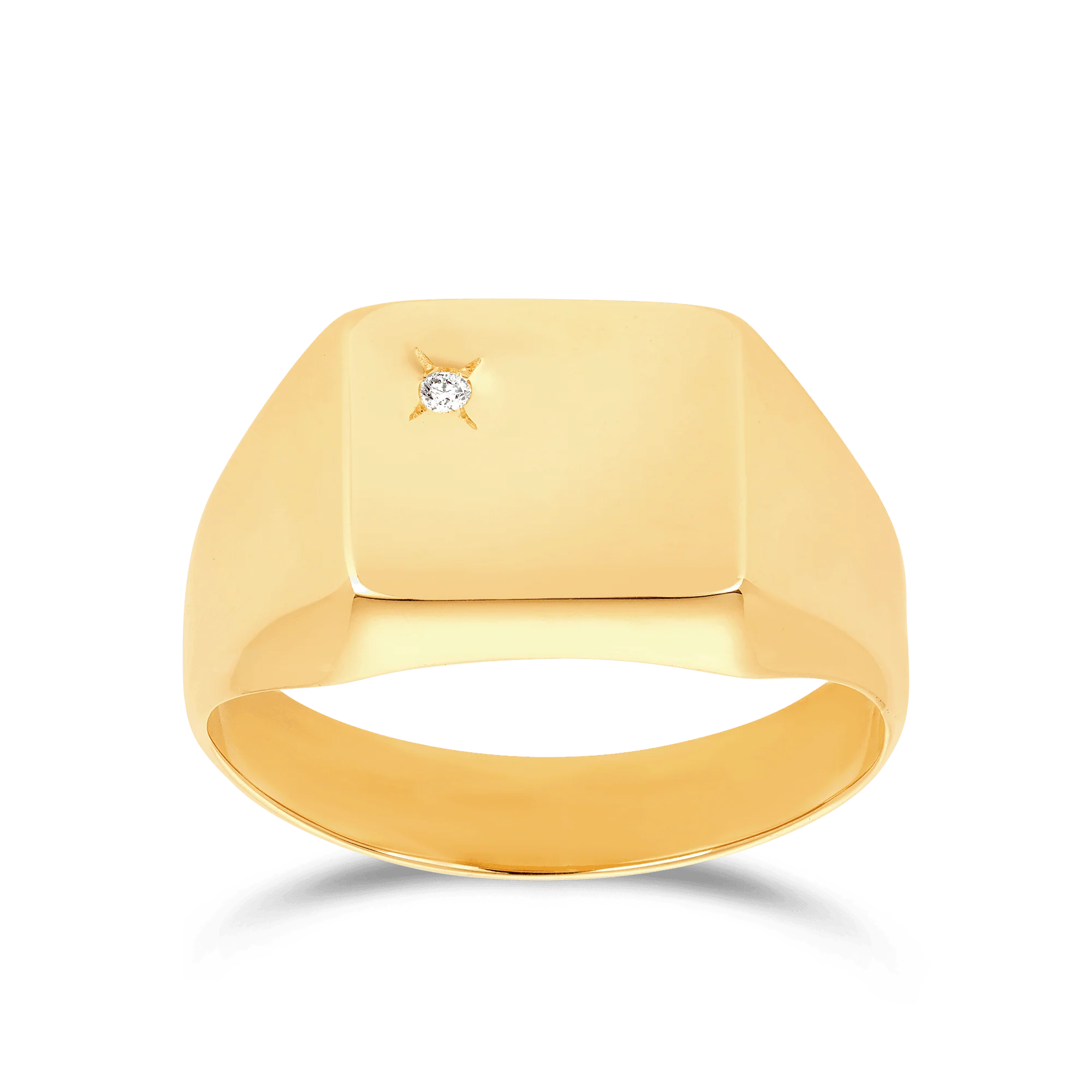Men's Signet Cubic Zirconia Polished Ring in 9ct Yellow Gold