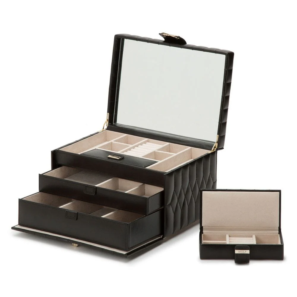 Wolf Caroline Medium Jewellery Case Black 329771 - Image 6