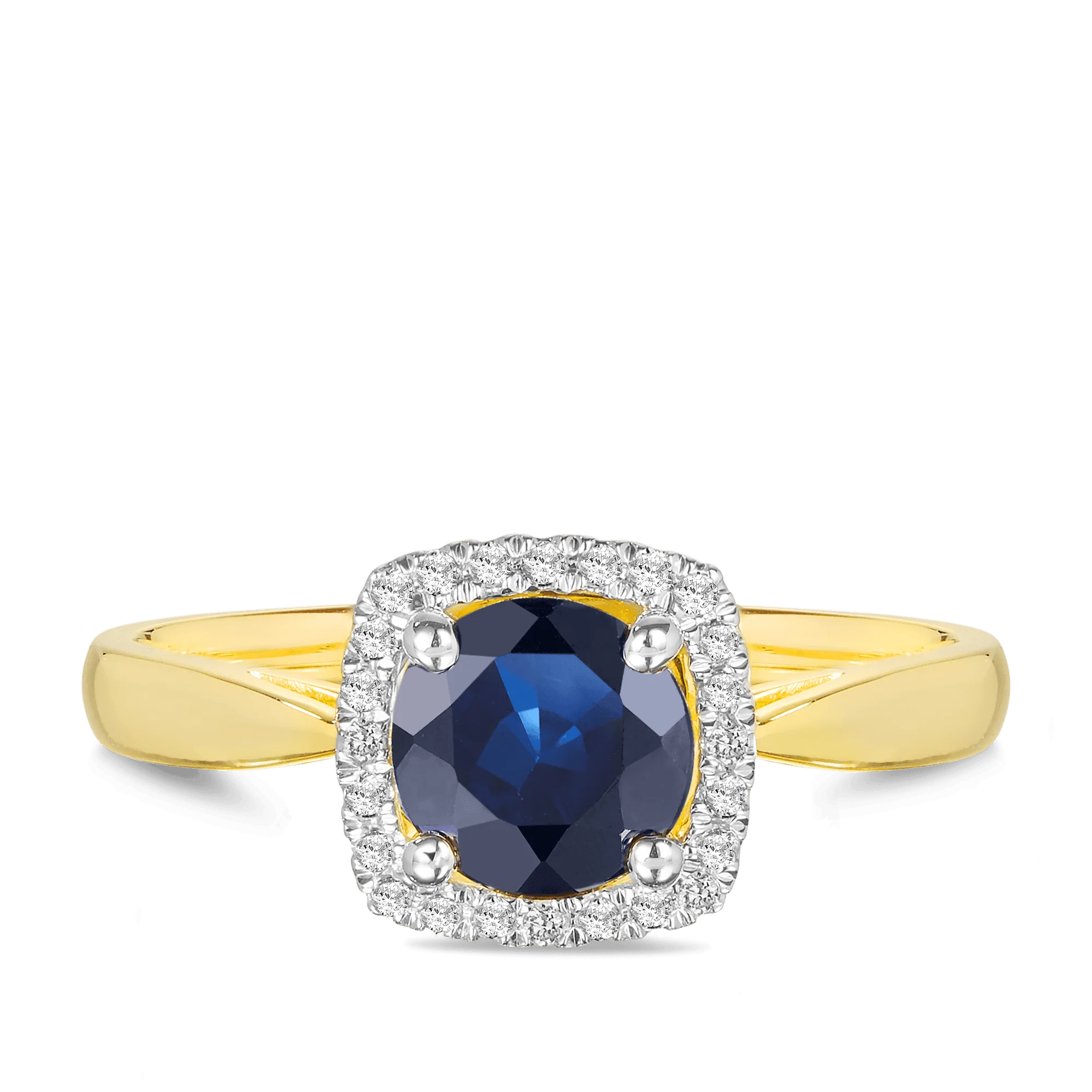 Sapphire & Diamond Halo Ring in Yellow Gold - Image 2