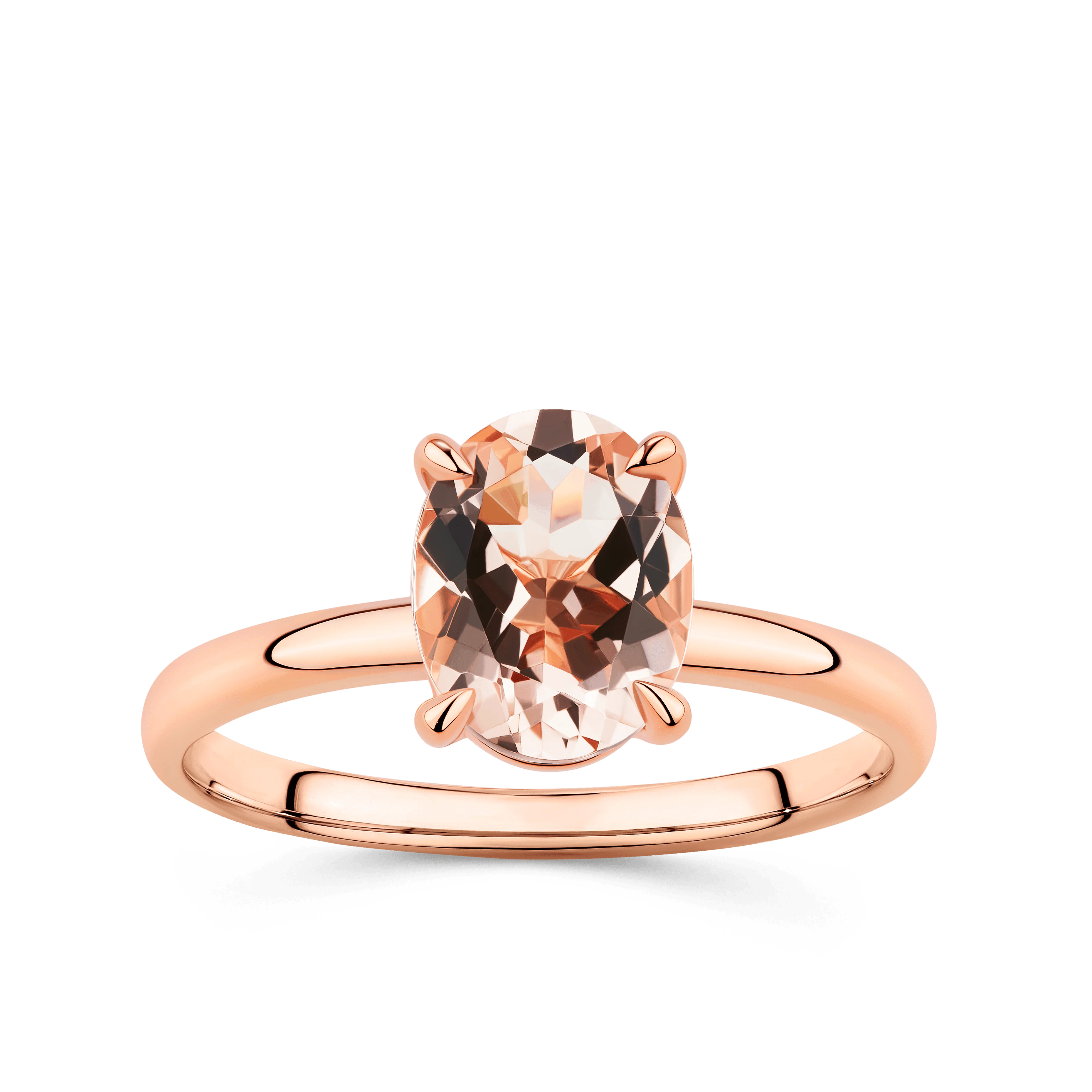 Morganite Oval Claw Set Ring in 9ct Rose Gold