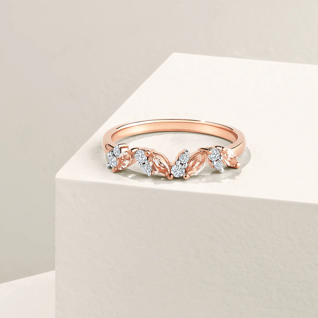 Morganite & 0.15ct TW Diamond Ring in 9ct Rose Gold - Image 2