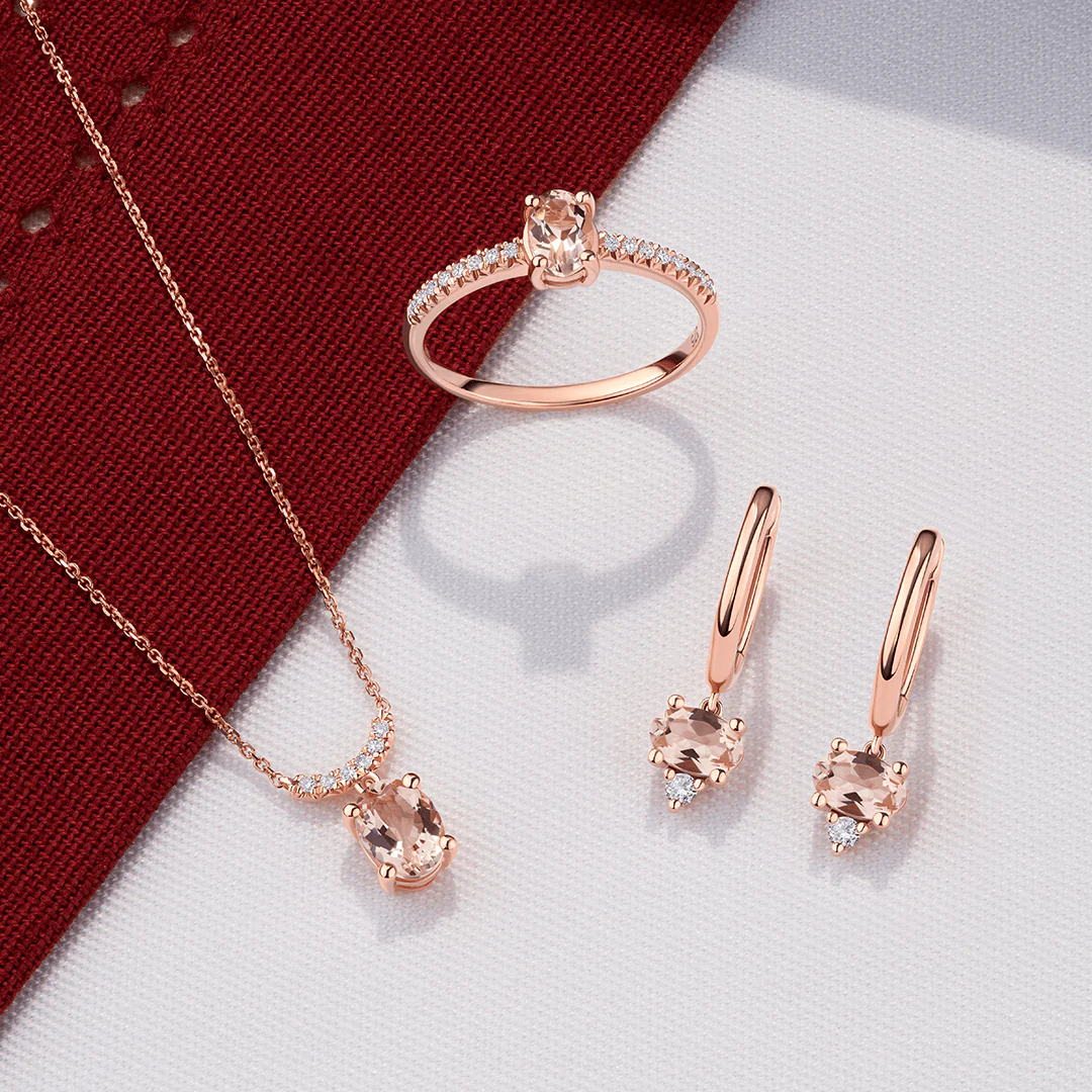Morganite and Diamond Ring in 9ct Rose Gold - Image 2