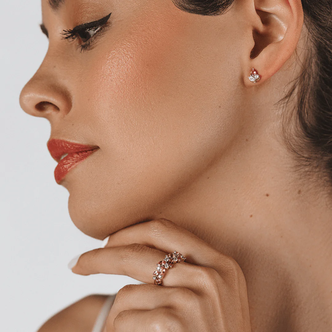 Petite Pink Tourmaline Earrings in 9ct Yellow Gold - Image 3