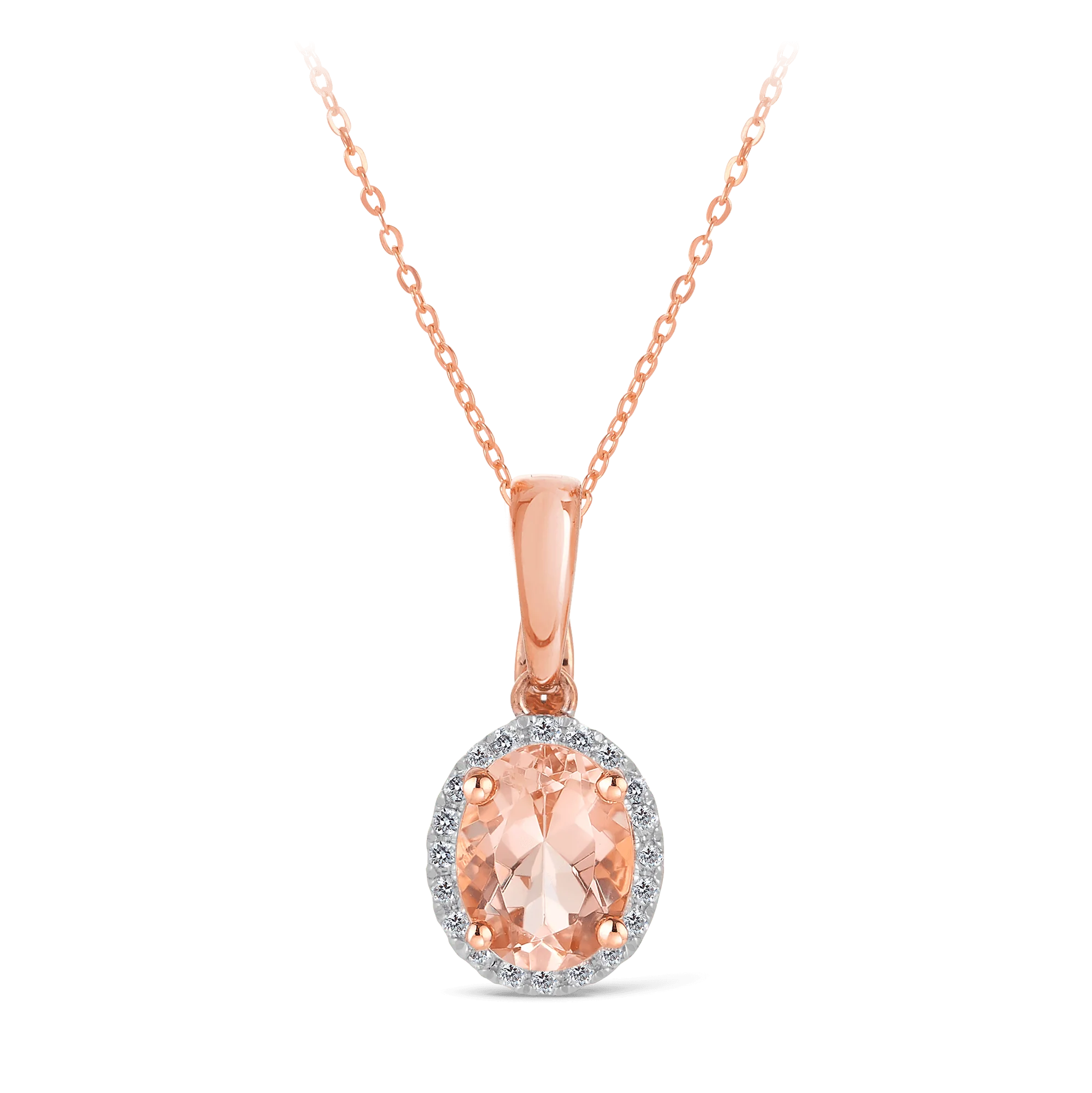 Morganite & Diamond Pendant in 9ct Rose Gold