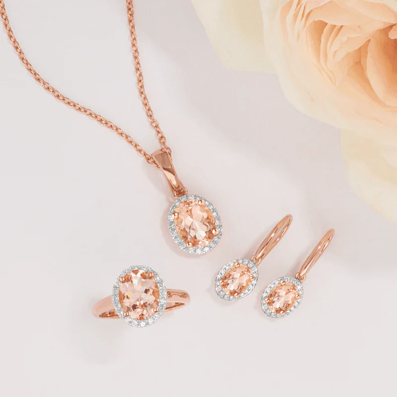 Morganite & Diamond Pendant in 9ct Rose Gold - Image 3