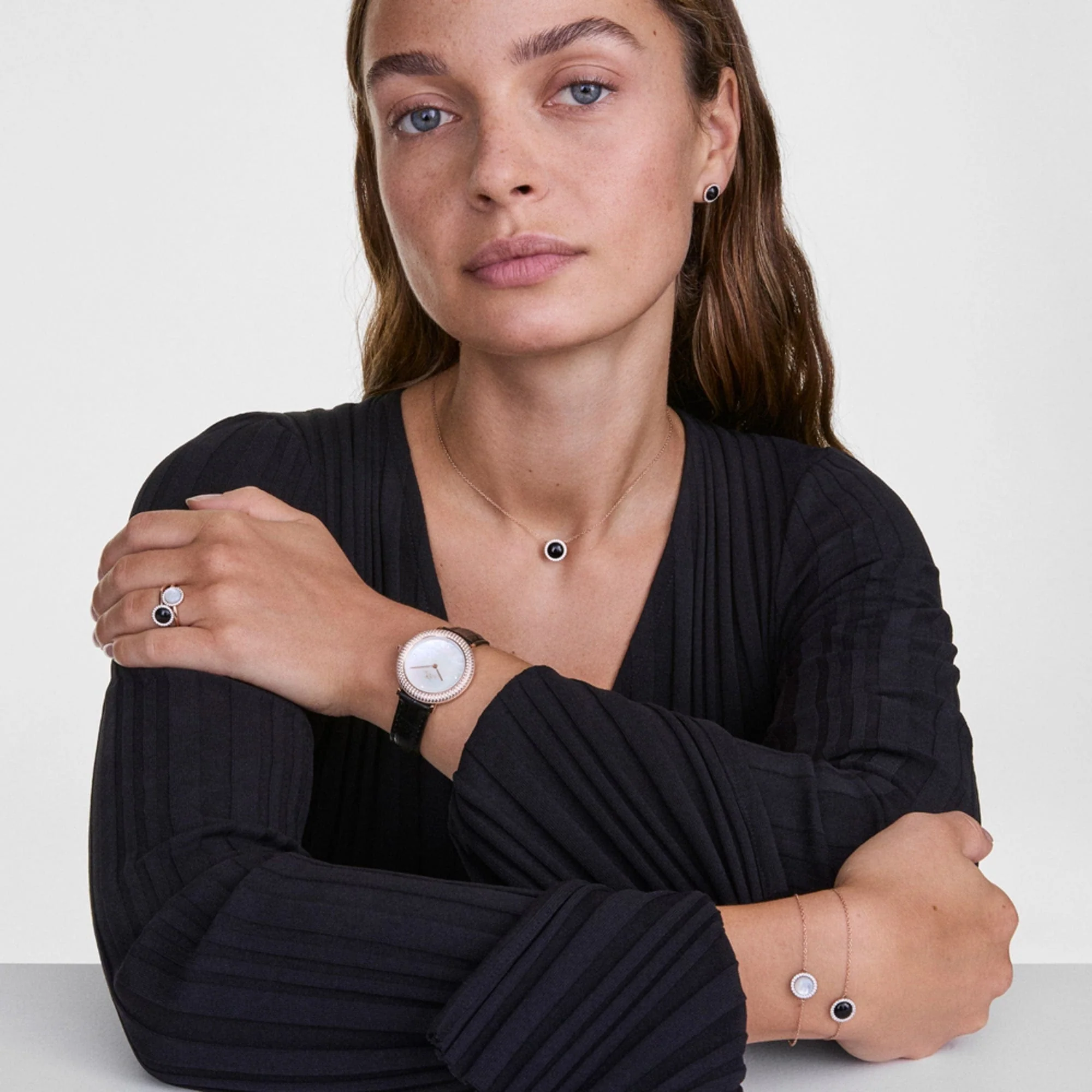 Daniel Wellington Crystalline Bezel Black Croc Rose Gold Watch - Image 2