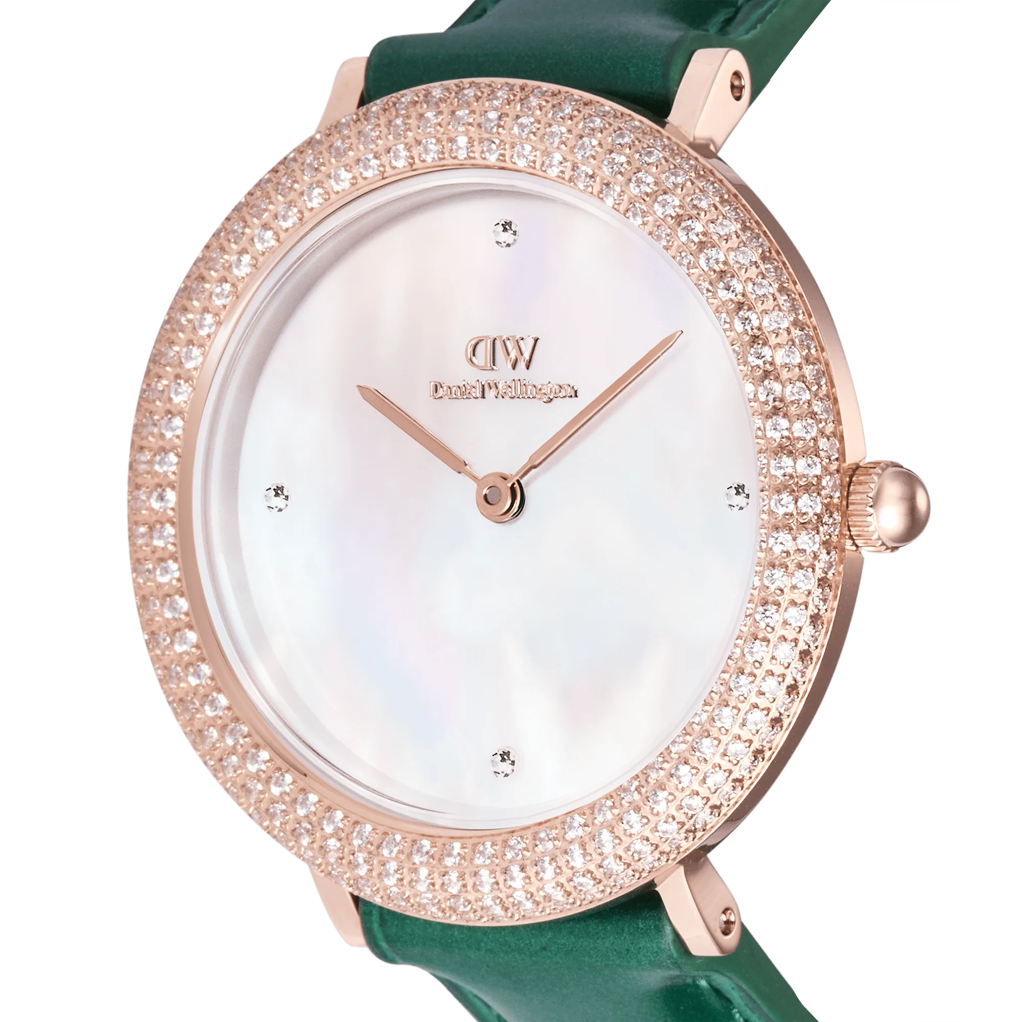 Daniel Wellington Crystalline Bezel Green Croc Rose Gold Watch - Image 5