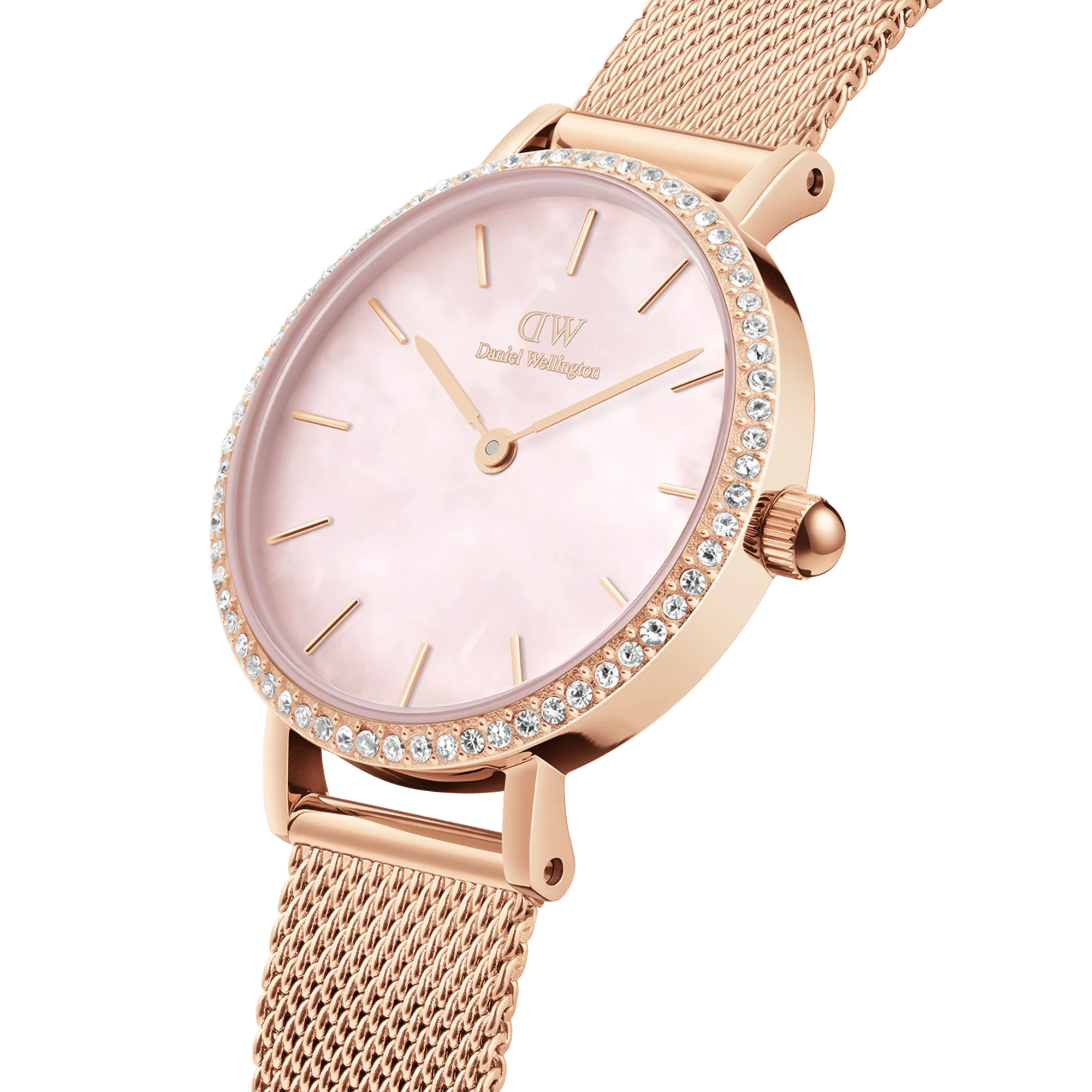 Daniel Wellington Petite 28 Bezel Mesh Pink Mother of Pearl Rose Gold Watch - Image 2