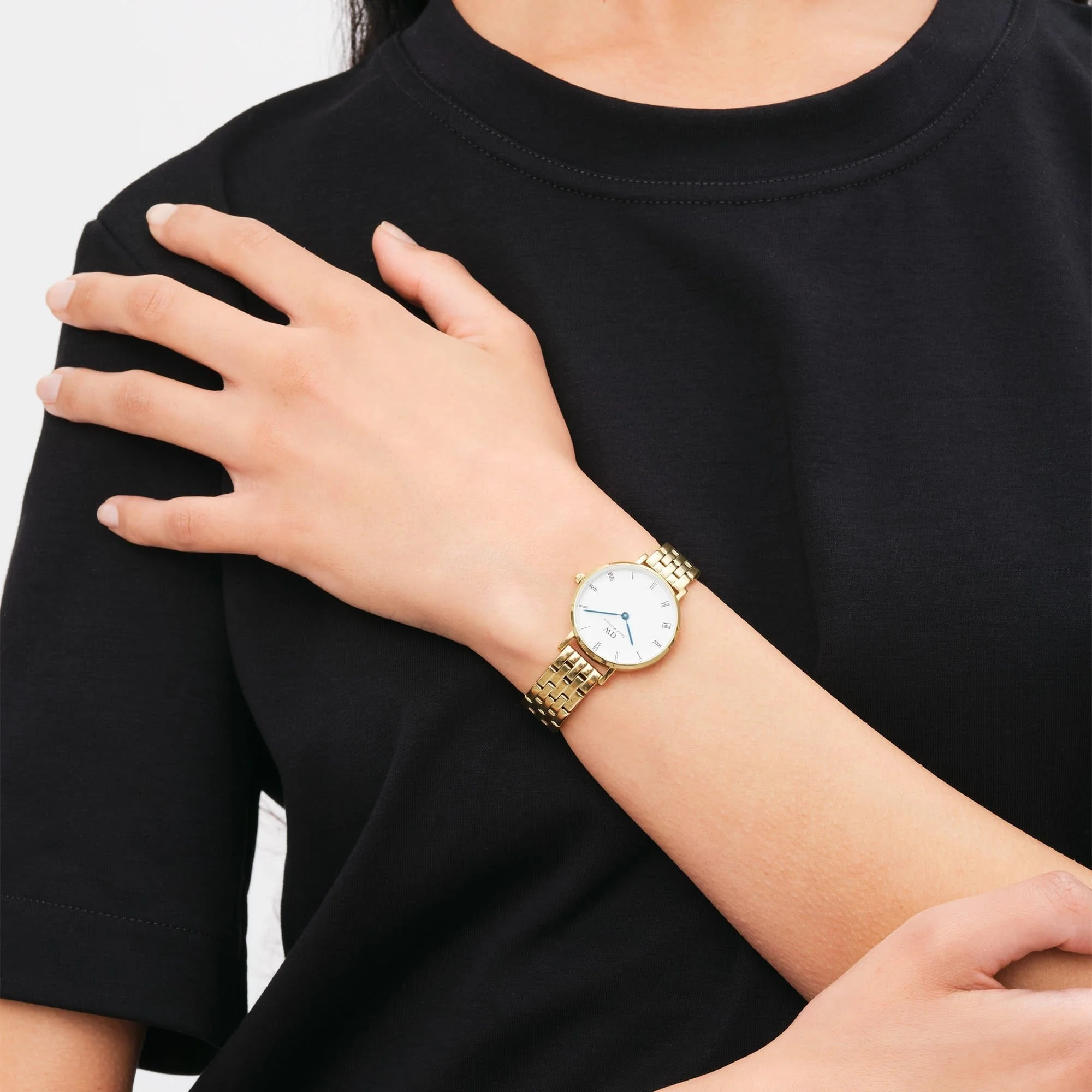 Daniel Wellington Petite Roman Numerals 28 5-Link G White Watch - Image 2