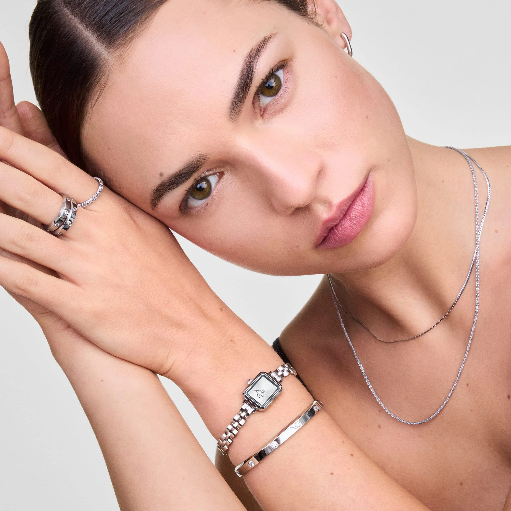 Daniel Wellington Quadro Mini Arch 3-link White Sunray Silver - Image 2