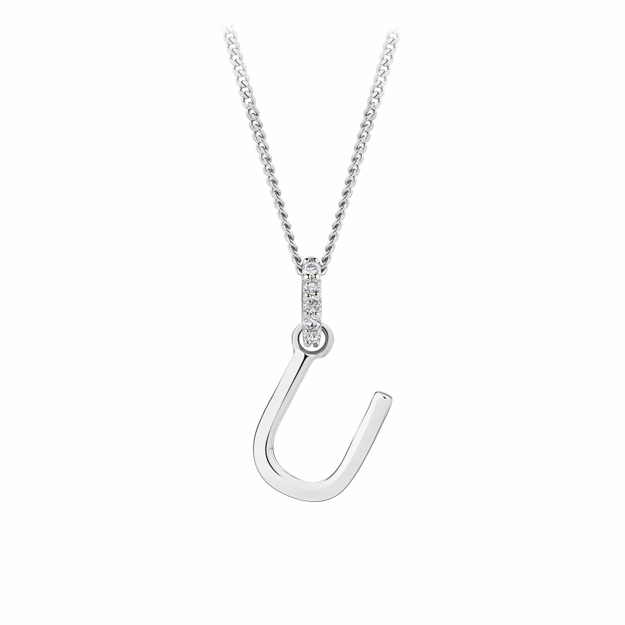 Initial Diamond Bail Pendant in Sterling Silver - Image 22