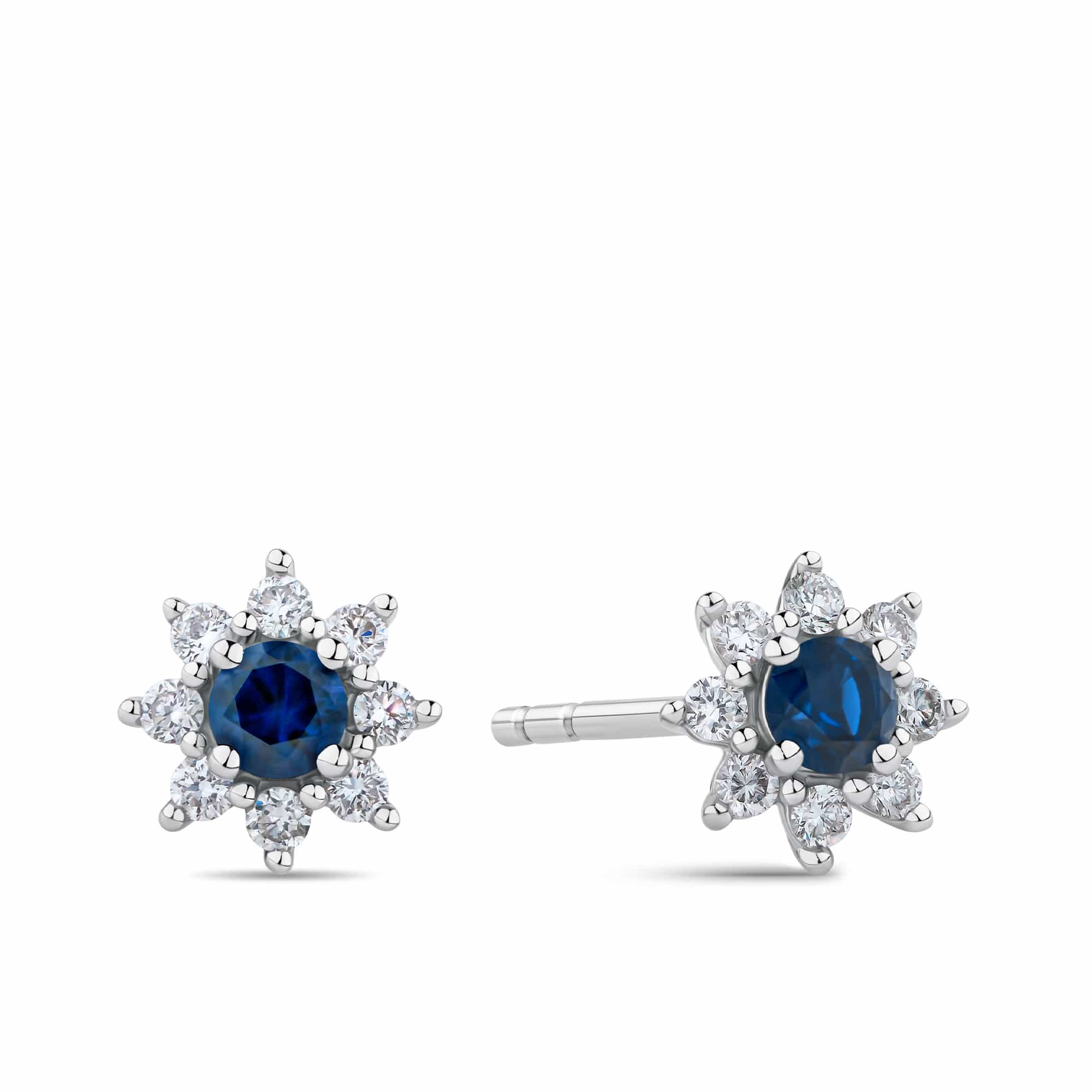 Created Sapphire & 0.30ct TDW Lab-Grown Diamond Halo Pendant and Earrings Set in Sterling Silver - Image 5