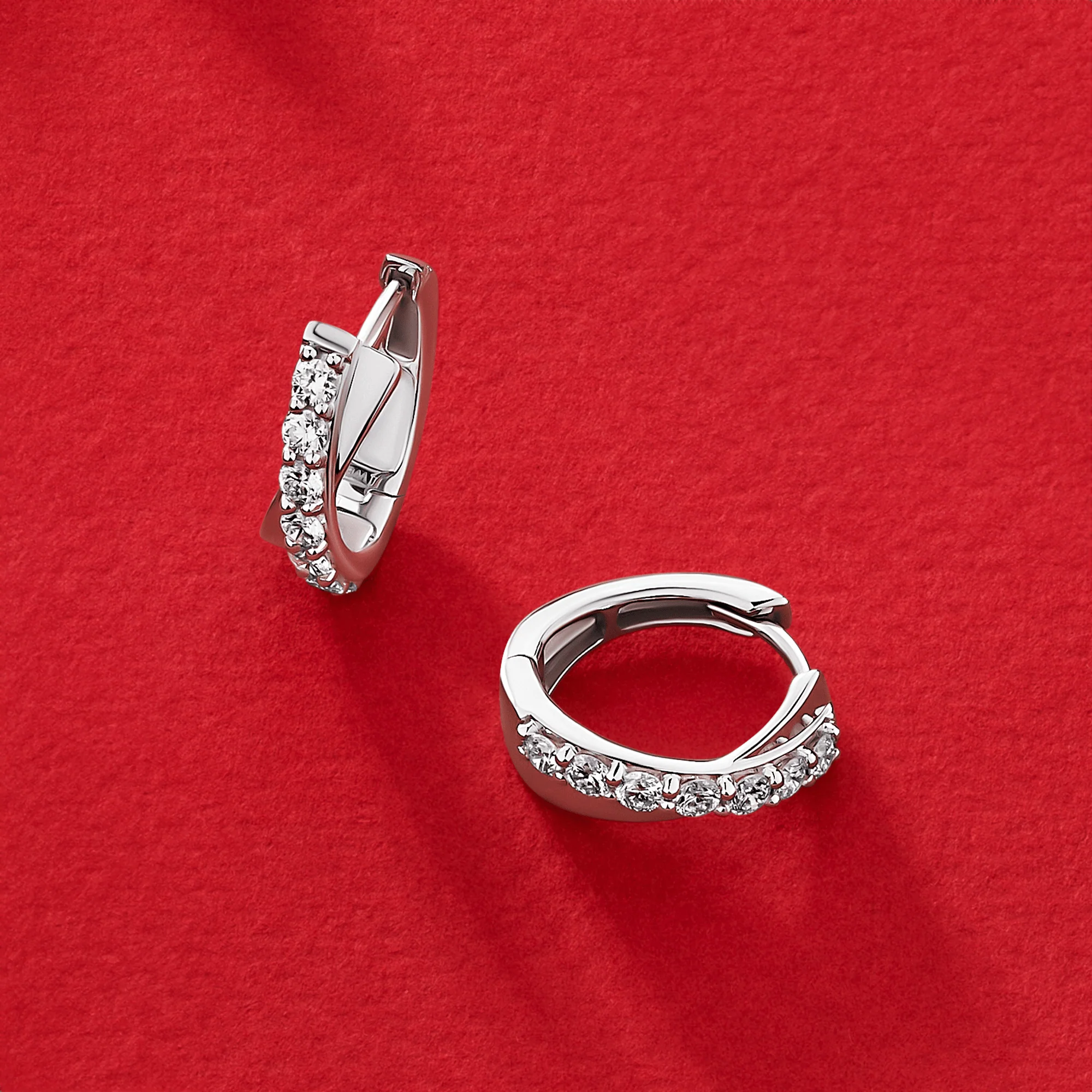0.50ct TDW Lab-Grown Diamond Huggie Earrings in Sterling Silver - Image 3