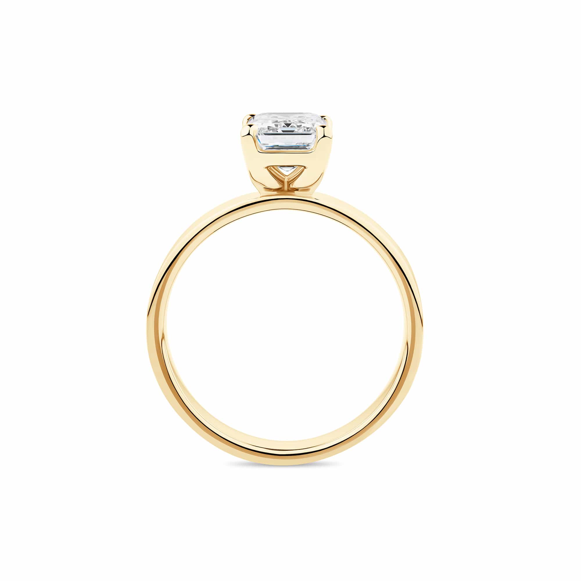 Everlasting 2.00ct TW Emerald Cut Lab-Grown Diamond Wide Band Solitaire Engagement Ring in 18ct Yellow Gold - Image 4