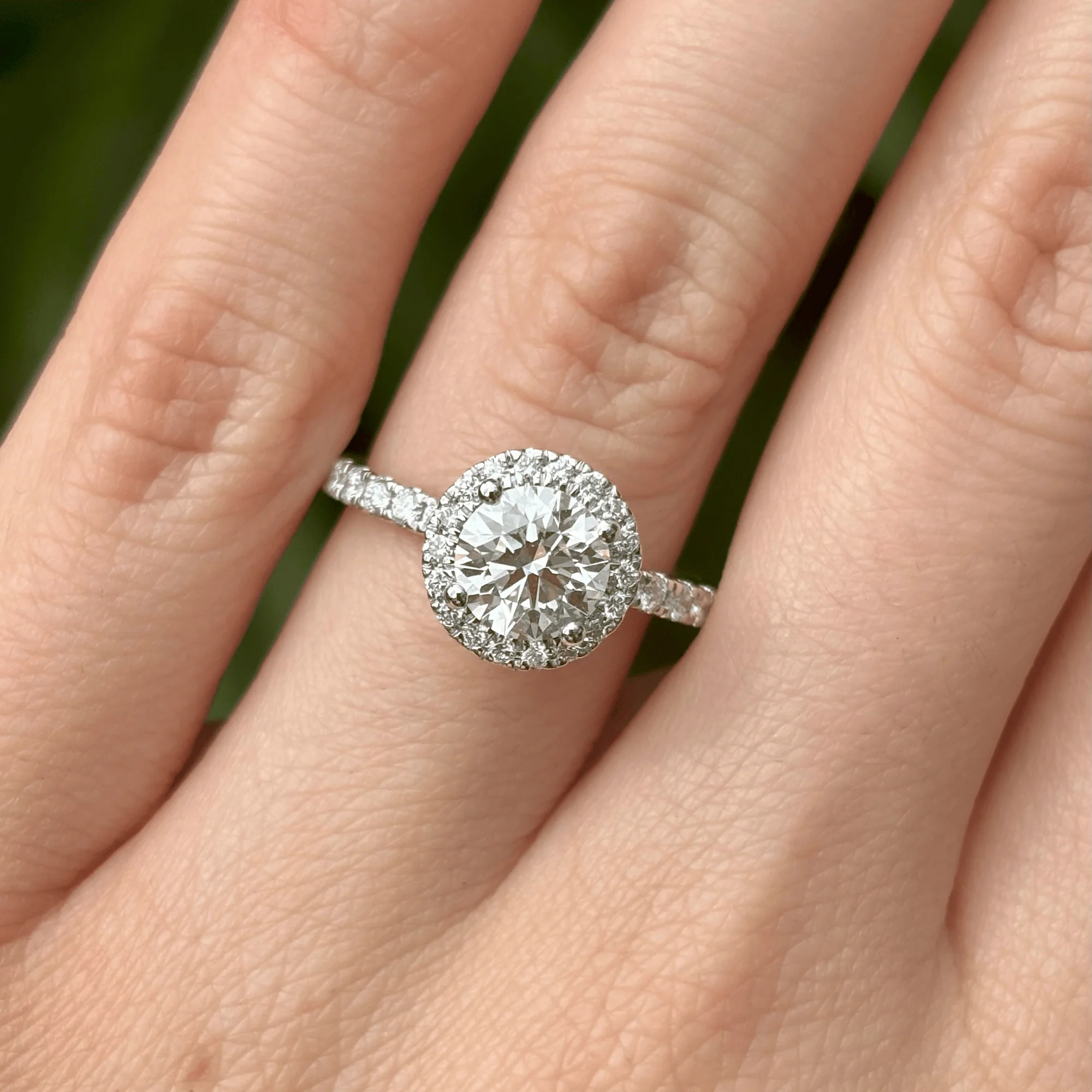 Everlasting 1.79ct TW Round Brilliant Lab-Grown Diamond Classic Halo Pave Band Engagement Ring in 18ct White Gold - Image 2