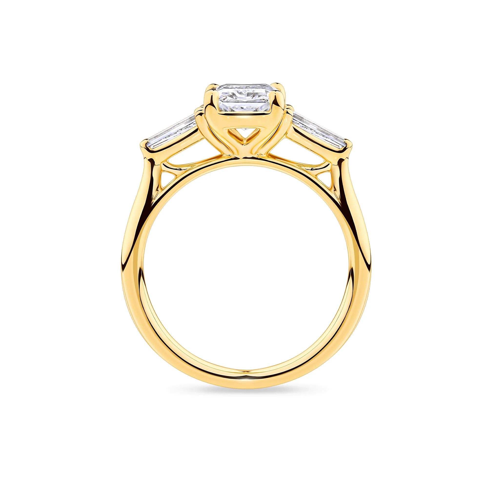 Everlasting 2.00ct TW Radiant and Taper Baguette Trilogy Lab-Grown Diamond Engagement Ring in 18ct Yellow Gold - Image 3