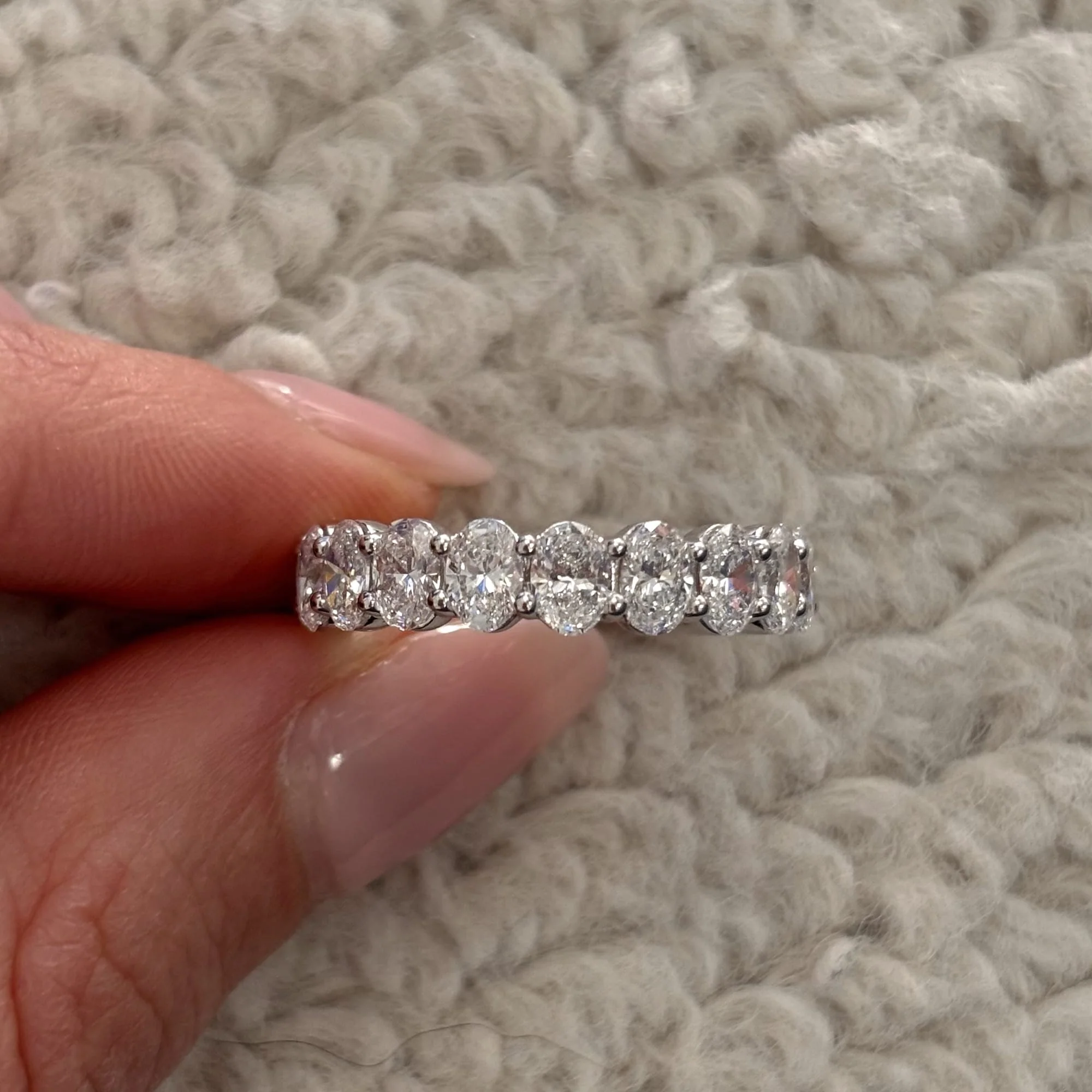 Everlasting 3.80ct TW Oval Lab-Grown Diamond Full Eternity Wedding Band in 18ct White Gold - Image 4